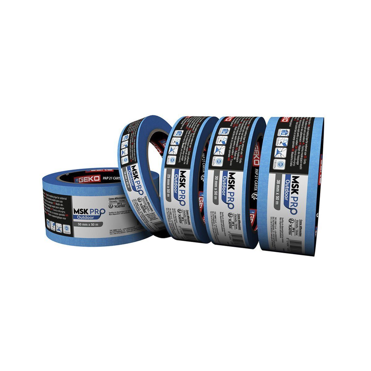 Cinta de enmascarar Geko msk pro outdoor Azul 19 mm x 50 m
