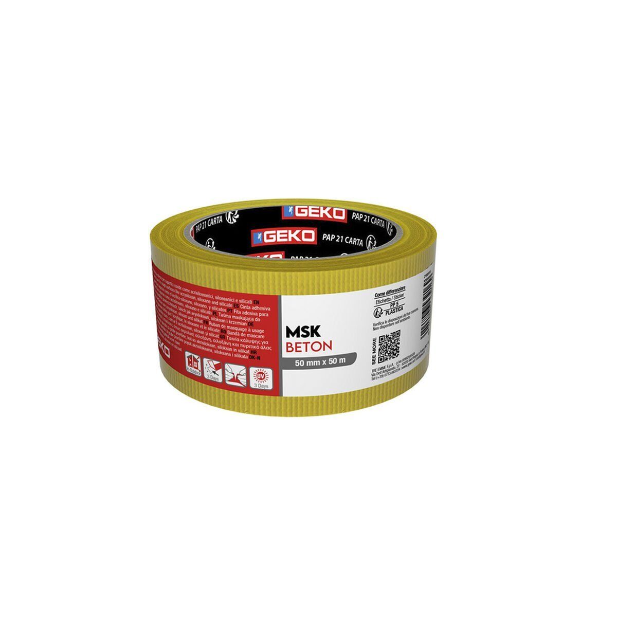Cinta de enmascarar Geko 50 m x 50 mm 50 mm x 50 m Exterior