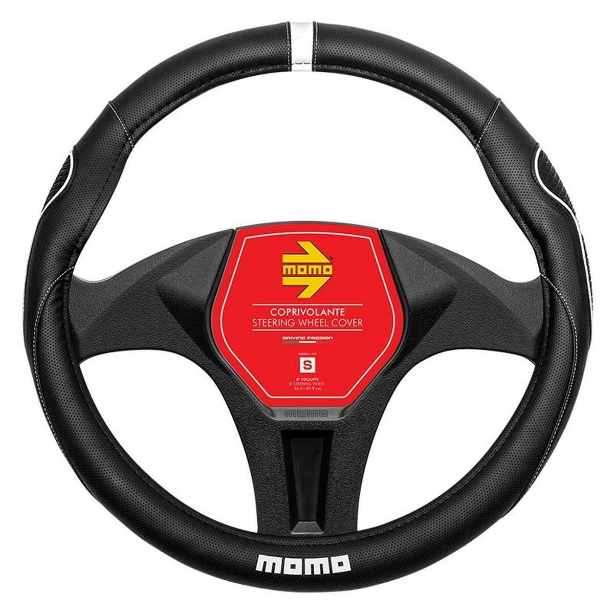 Funda para Volante MOMO MOMLSWC014BWS Negro/Blanco Ø 36 cm