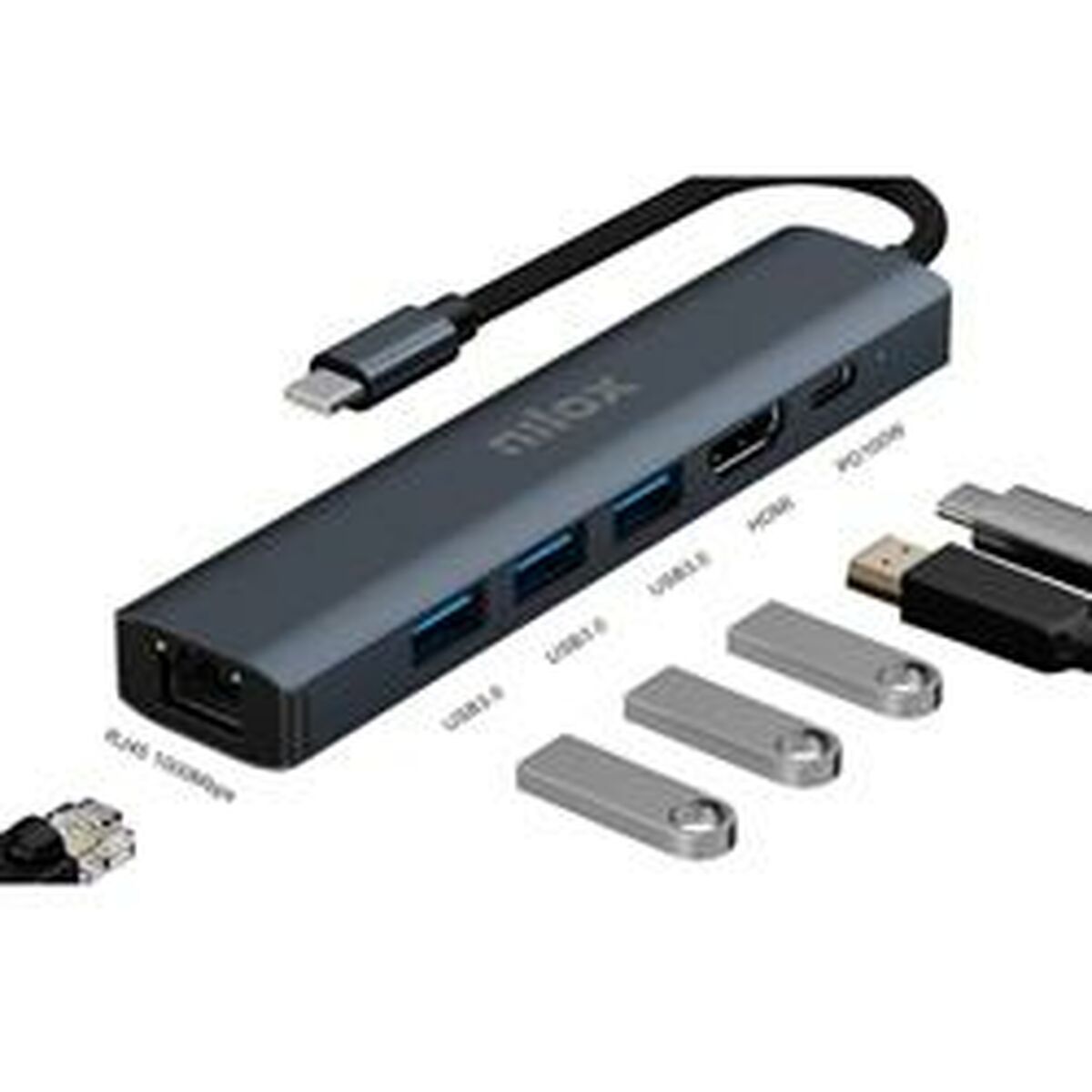 Dockstation Nilox NXDSUSBC06 Gris Multicolor