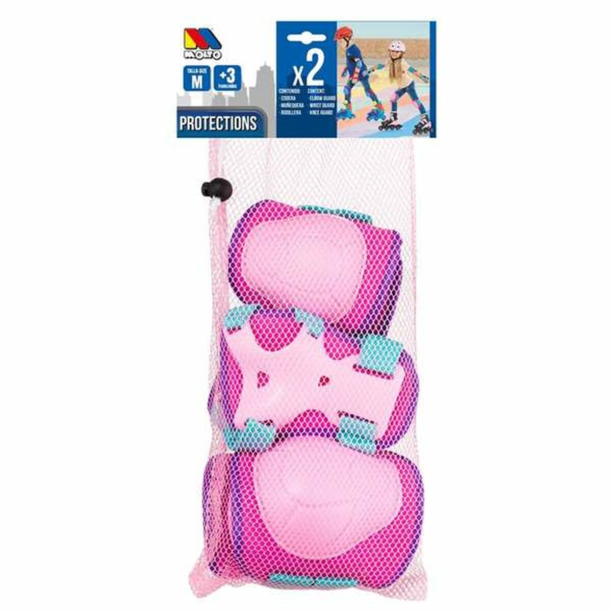 Kit Coderas y Rodilleras Moltó Rosa M 6 Piezas