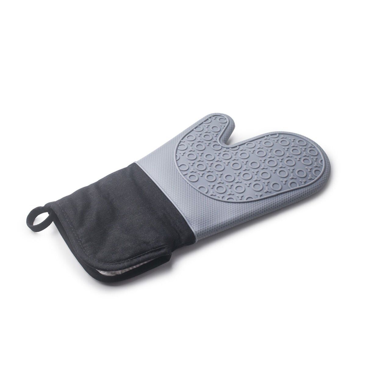 Manopla para Horno Ibili Negro Gris Tela Silicona 33,5 cm