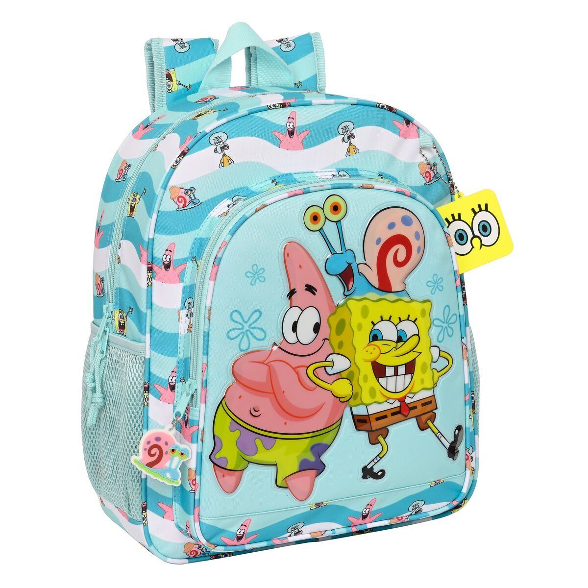 Mochila Escolar Spongebob Stay positive Azul Blanco 32 x 38 x 12 cm