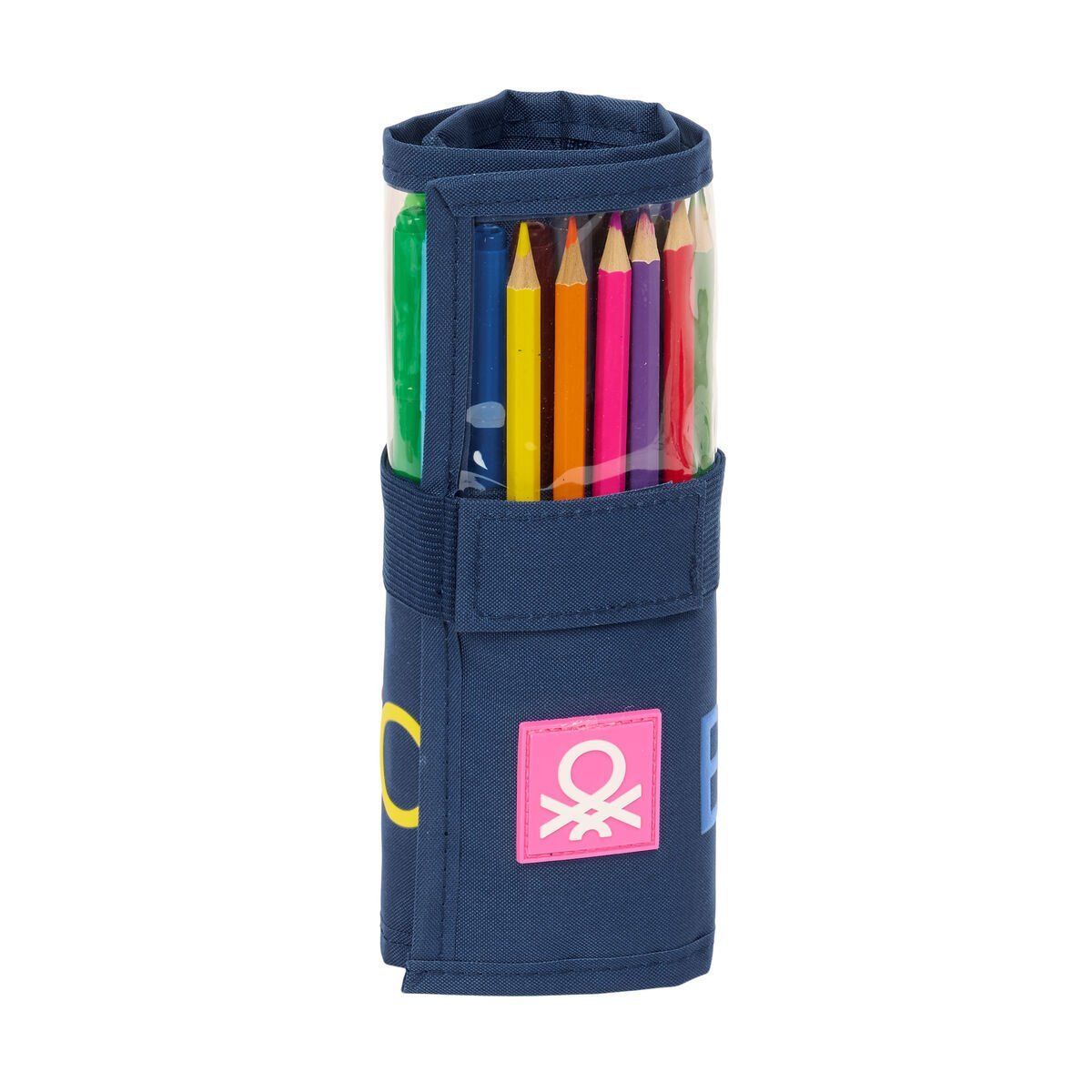 Portatodo Benetton Damero Azul marino 7 x 20 x 7 cm 27 Piezas