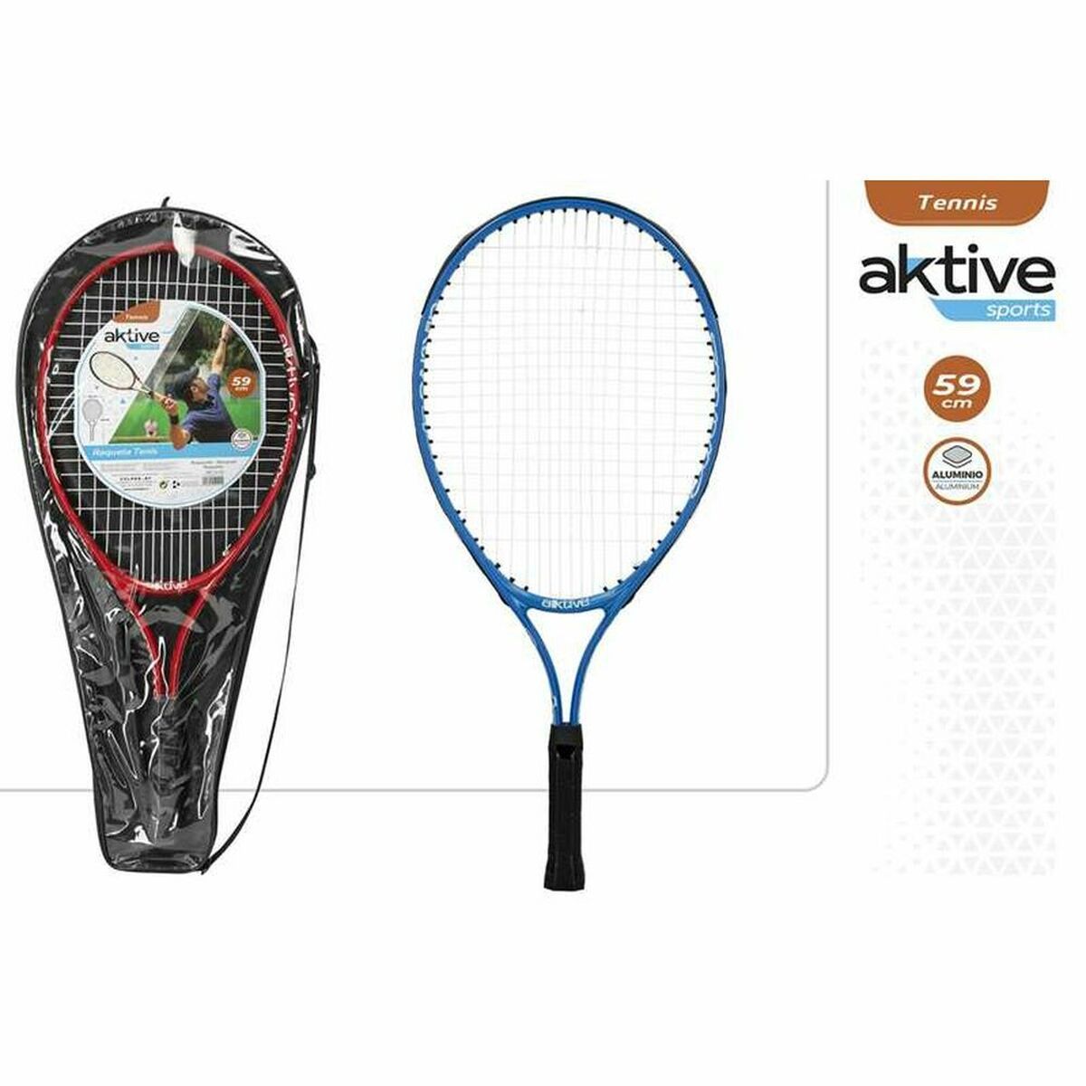 Raqueta de Tenis Aktive Azul Rojo (59 cm) Infantil