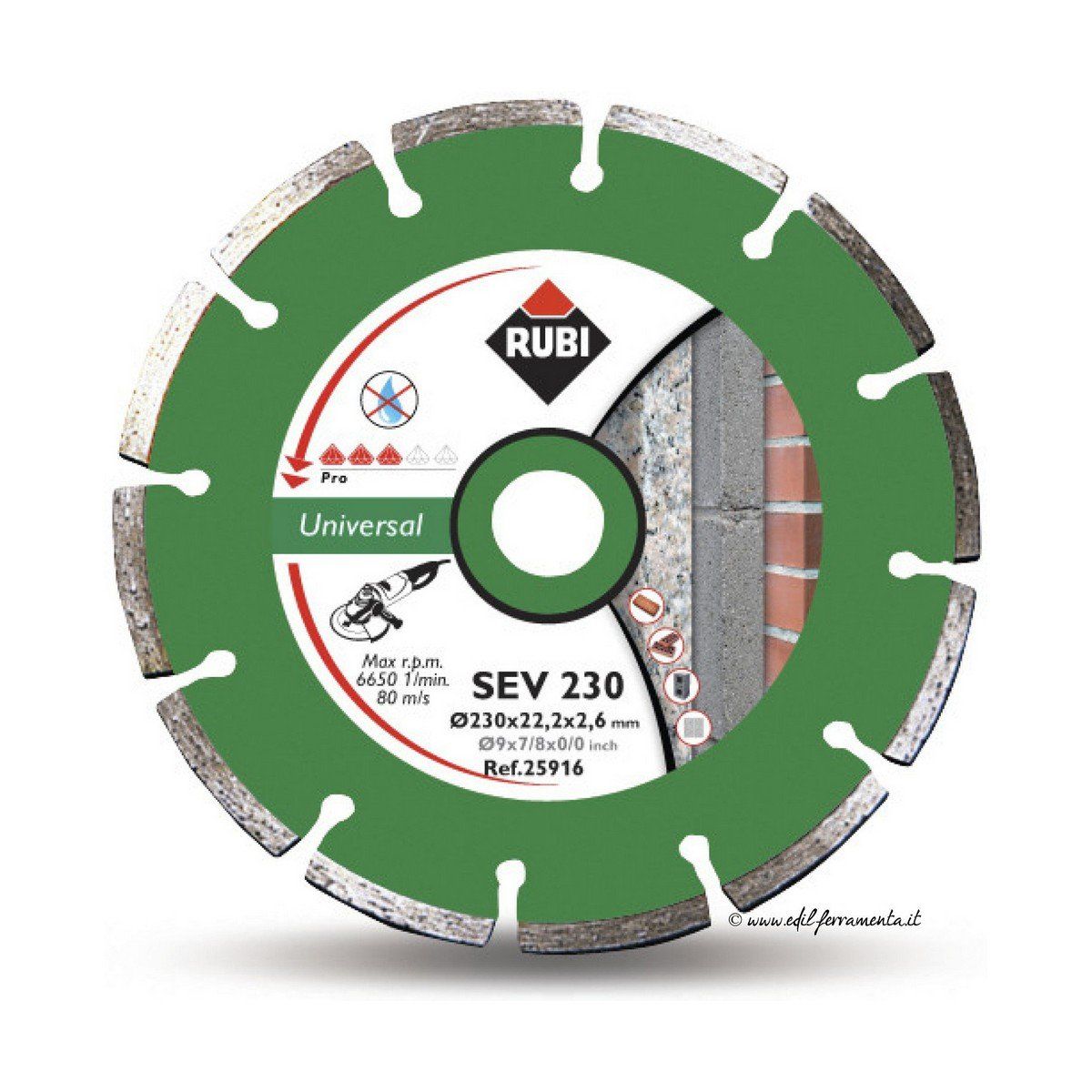 Disco de corte diamantado Rubi pro 25916 Ø 230 mm