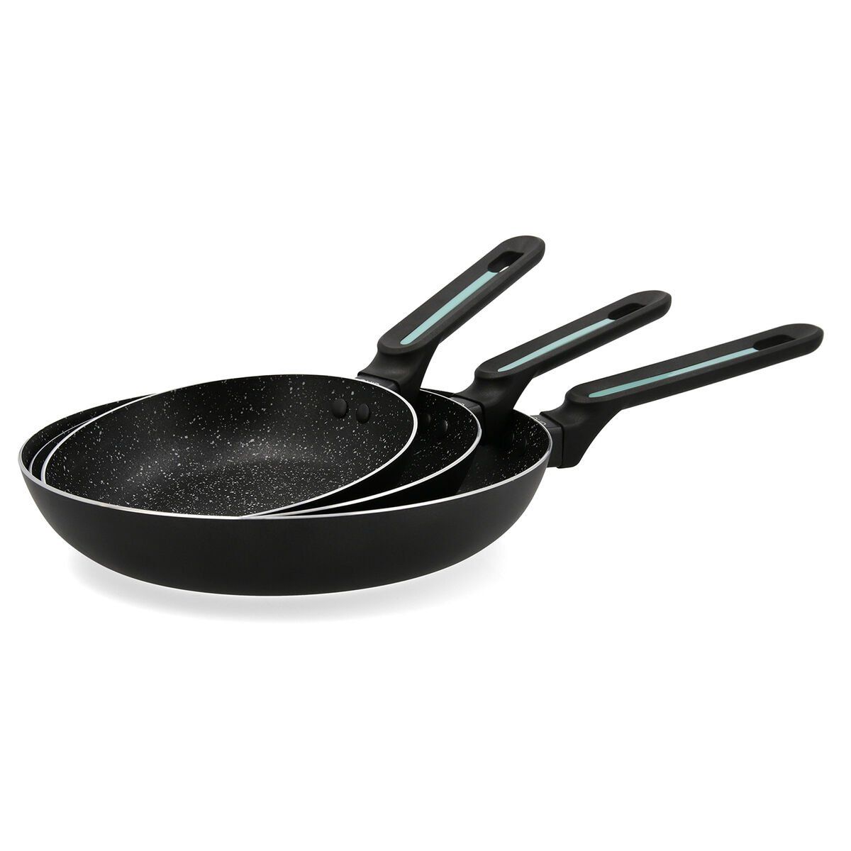 Set de Sartenes Quid Oasis Negro Metal 3 Piezas