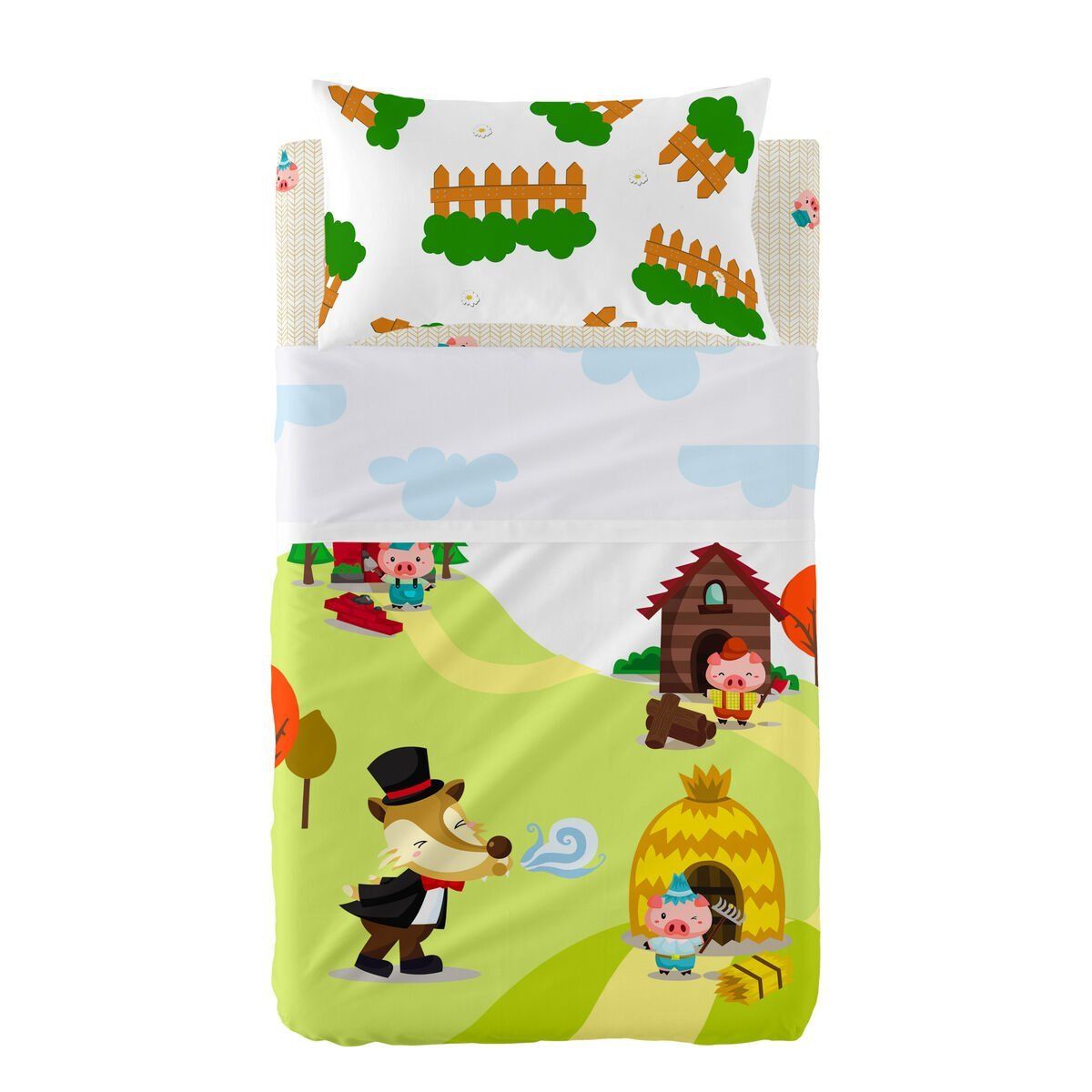 Juego de Sábanas para Cuna HappyFriday Mr Fox Piggys Multicolor
