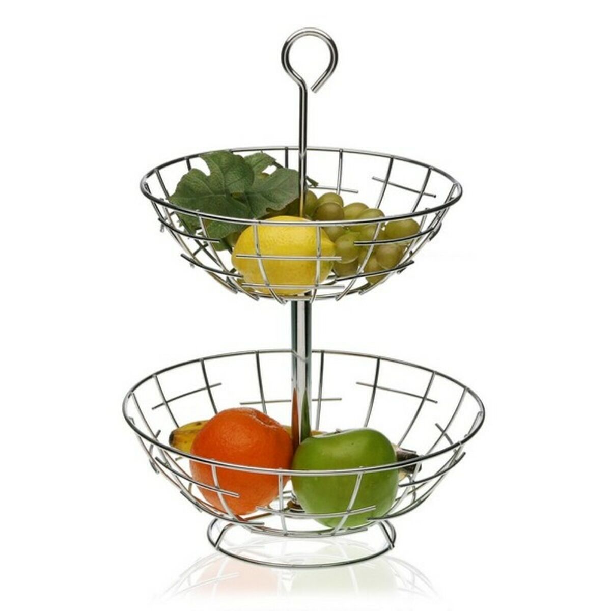 Frutero Versa 2 Estantes Metal Plateado Acero 28 x 41 x 28 cm