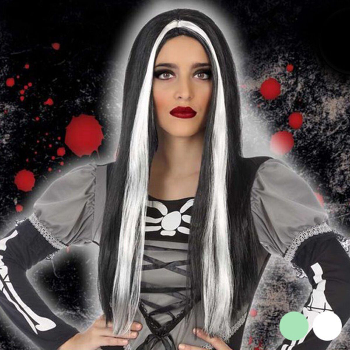 Peluca para Halloween 118189 (60 cm) Blanco Negro Verde