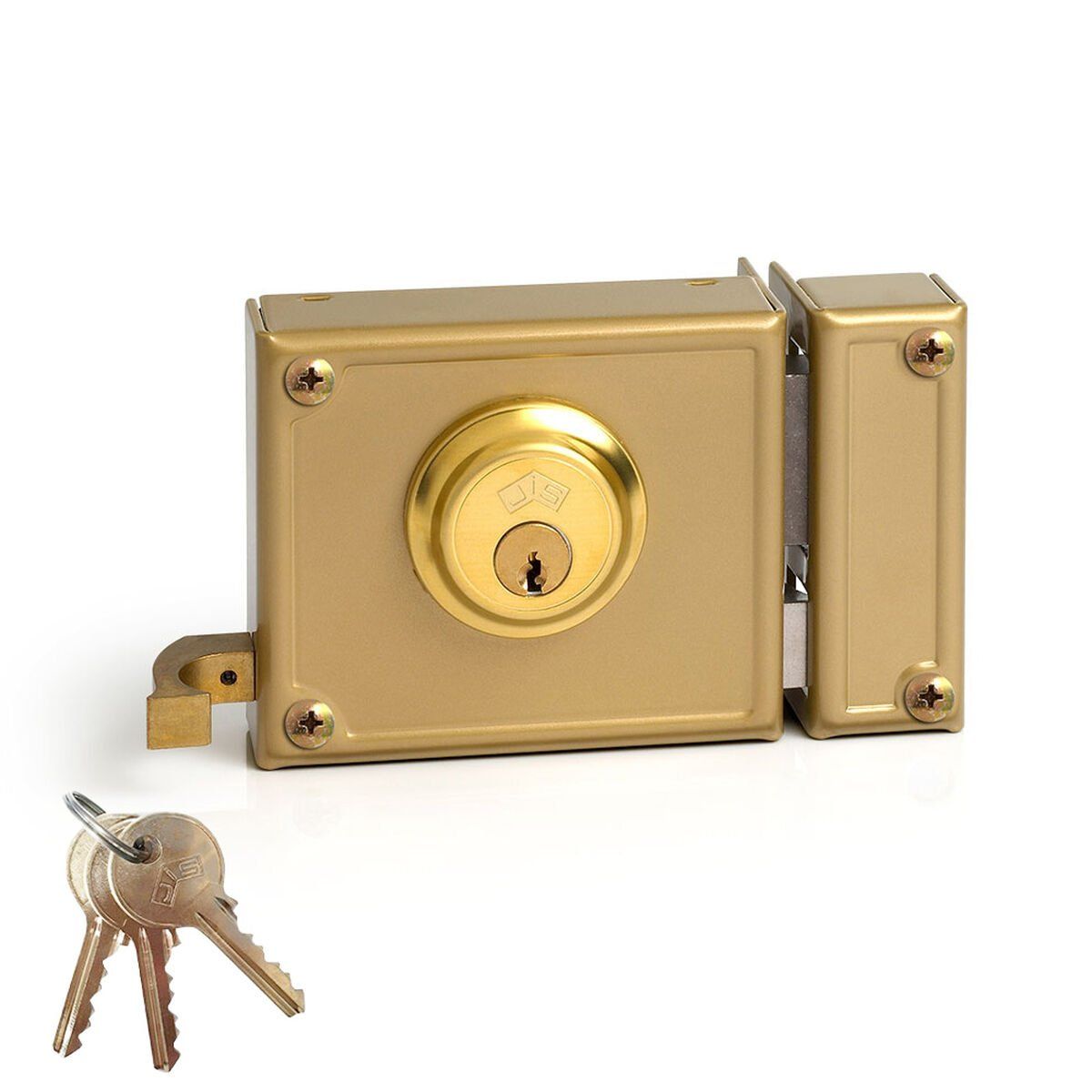 Cerradura de sobreponer Jis 12-10d Dorado 52 mm Derecha 100 mm Sobreponer