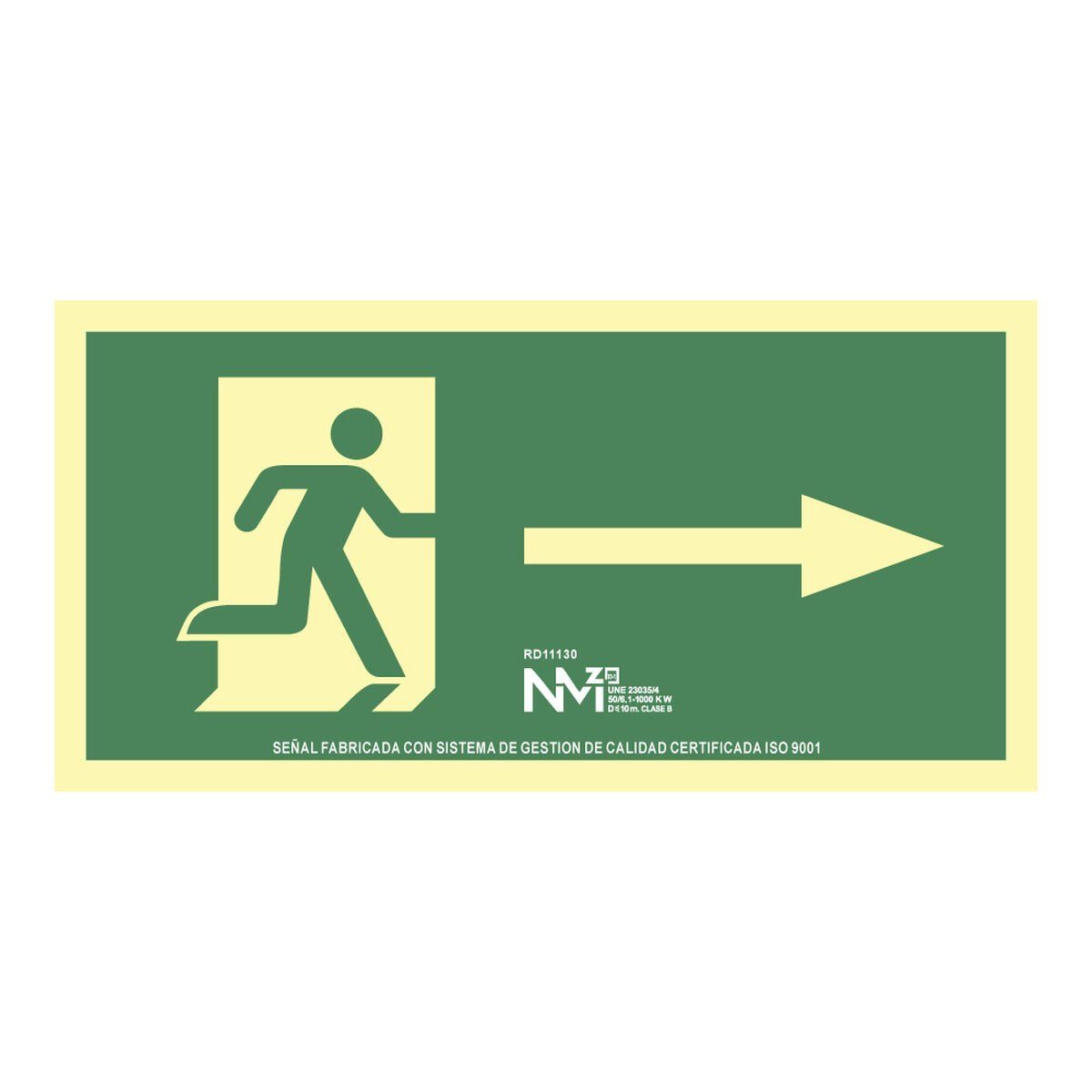 Cartel Normaluz Evacuación flecha derecha PVC 32 x 16 cm