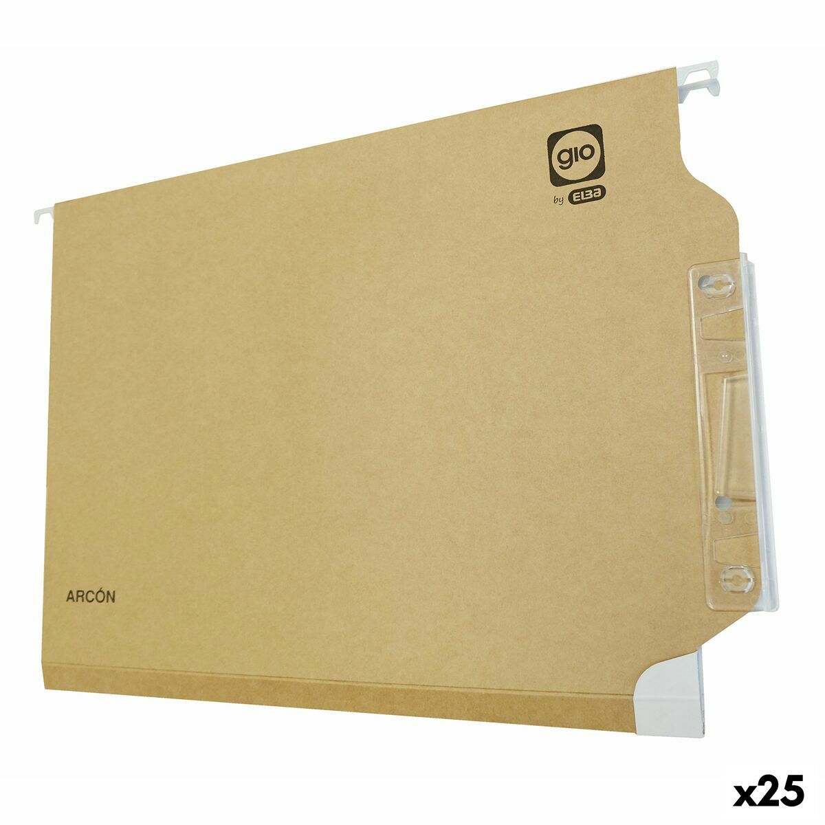 Carpeta Colgante Elba Arcón Blanco Marrón Folio Etiqueta de nombre Visor Transparente