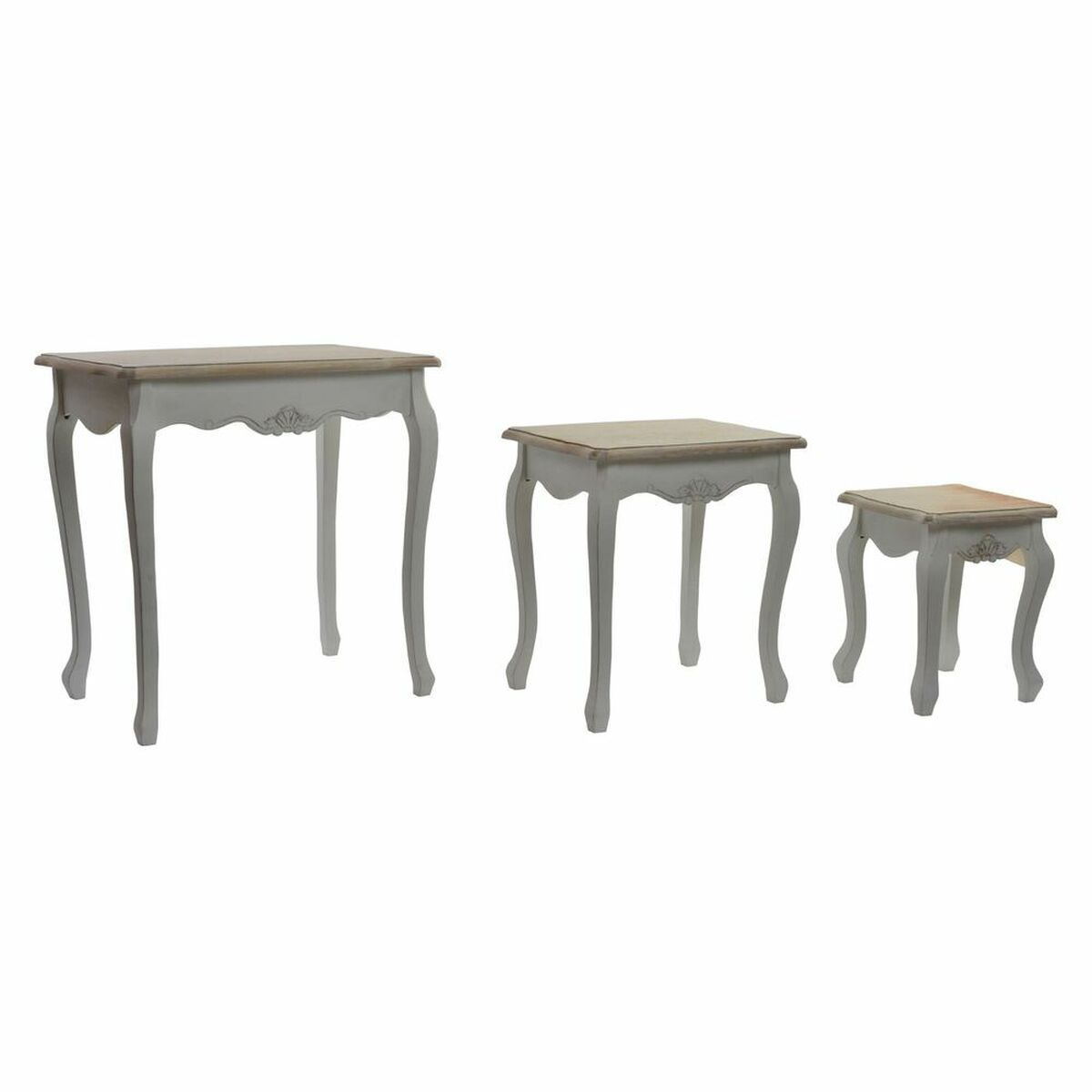 Juego de 3 mesas DKD Home Decor Madera Blanco (60 x 40 x 61 cm) (3 pcs)