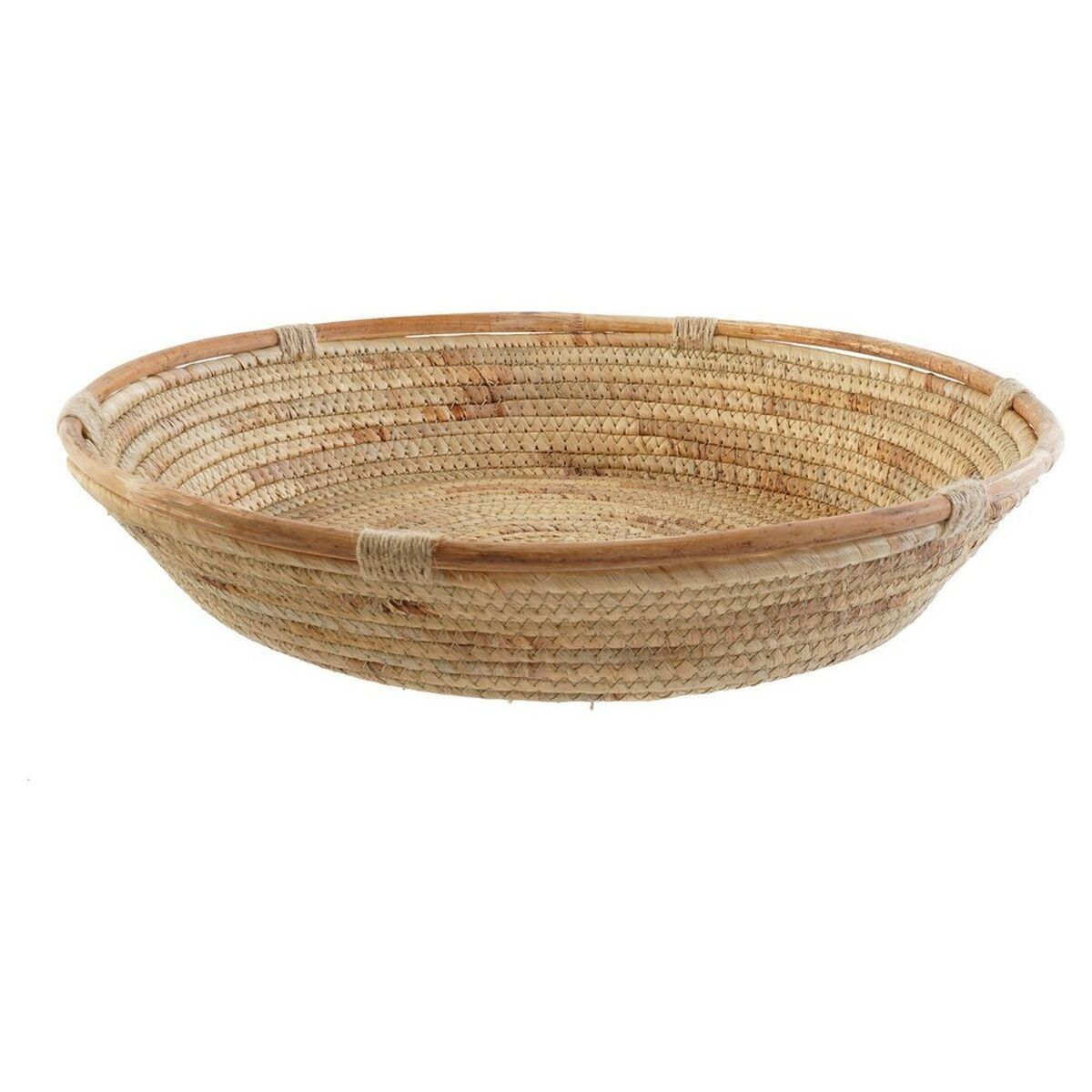 Centro de Mesa DKD Home Decor Marrón Junco 42 x 42 x 8 cm