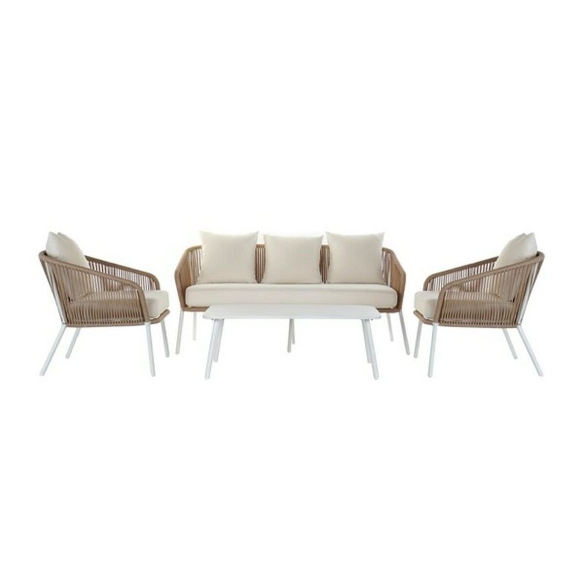 Sofá de Jardín DKD Home Decor MB-179038 Blanco Beige 151,5 x 72 x 70 cm Jardín