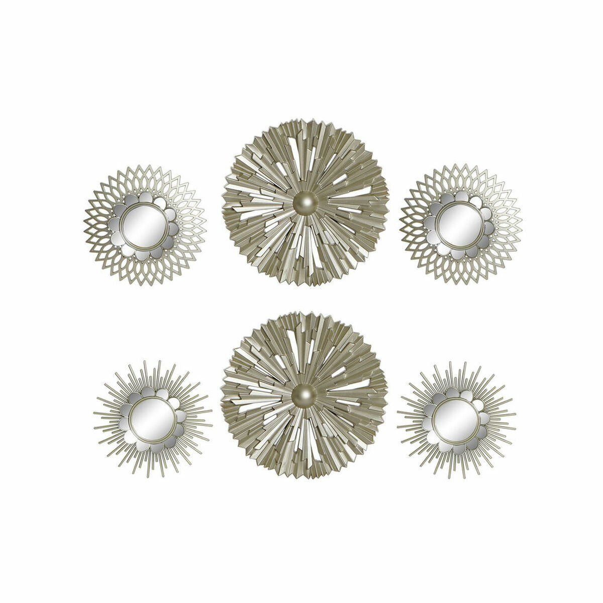 Juego de Espejos DKD Home Decor De pared Polipropileno Dorado Espejo (2 pcs) (35 x 3.5 x 35 cm)