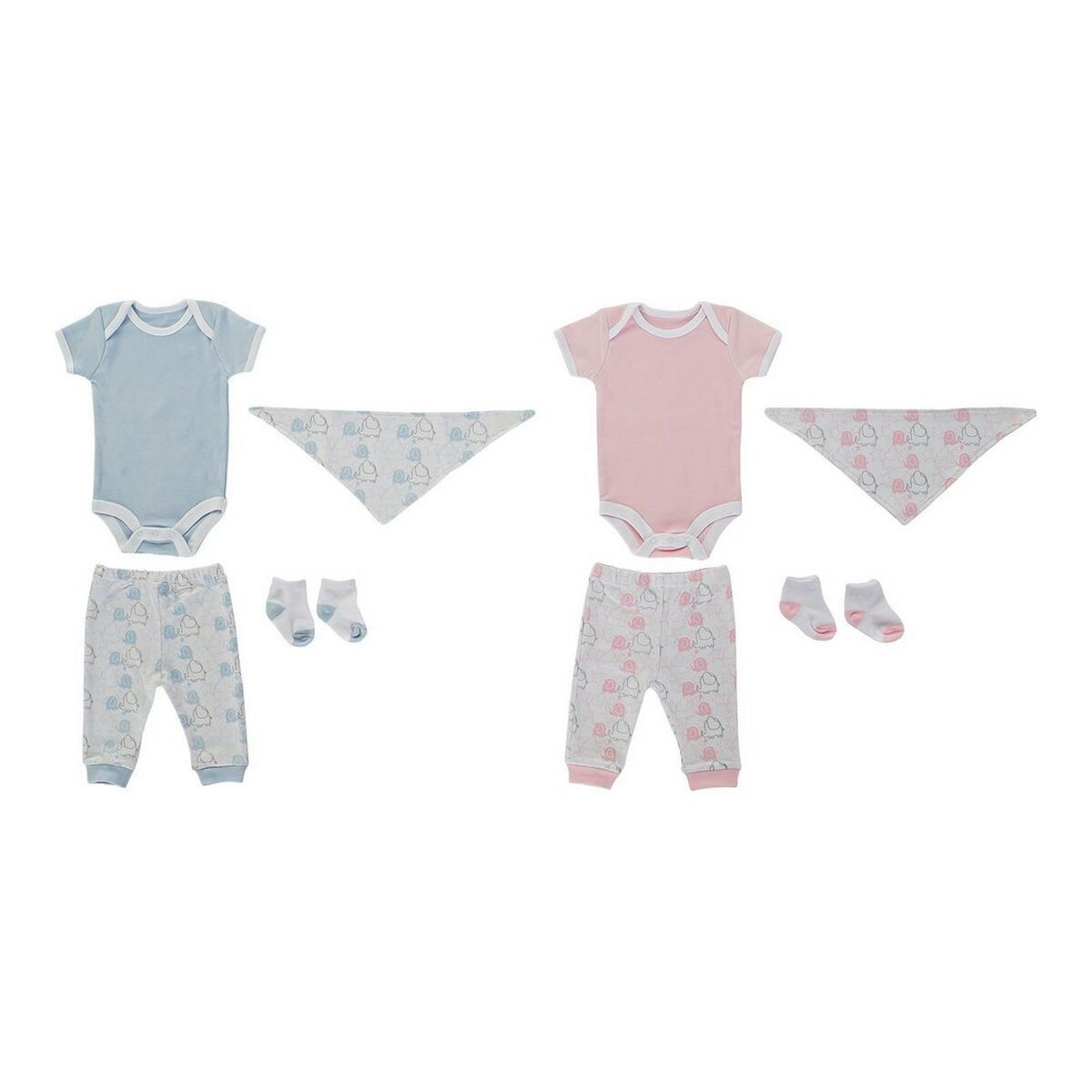 Set de Regalo para Bebé DKD Home Decor BE-180261 Azul Blanco Rosa (2 Unidades)