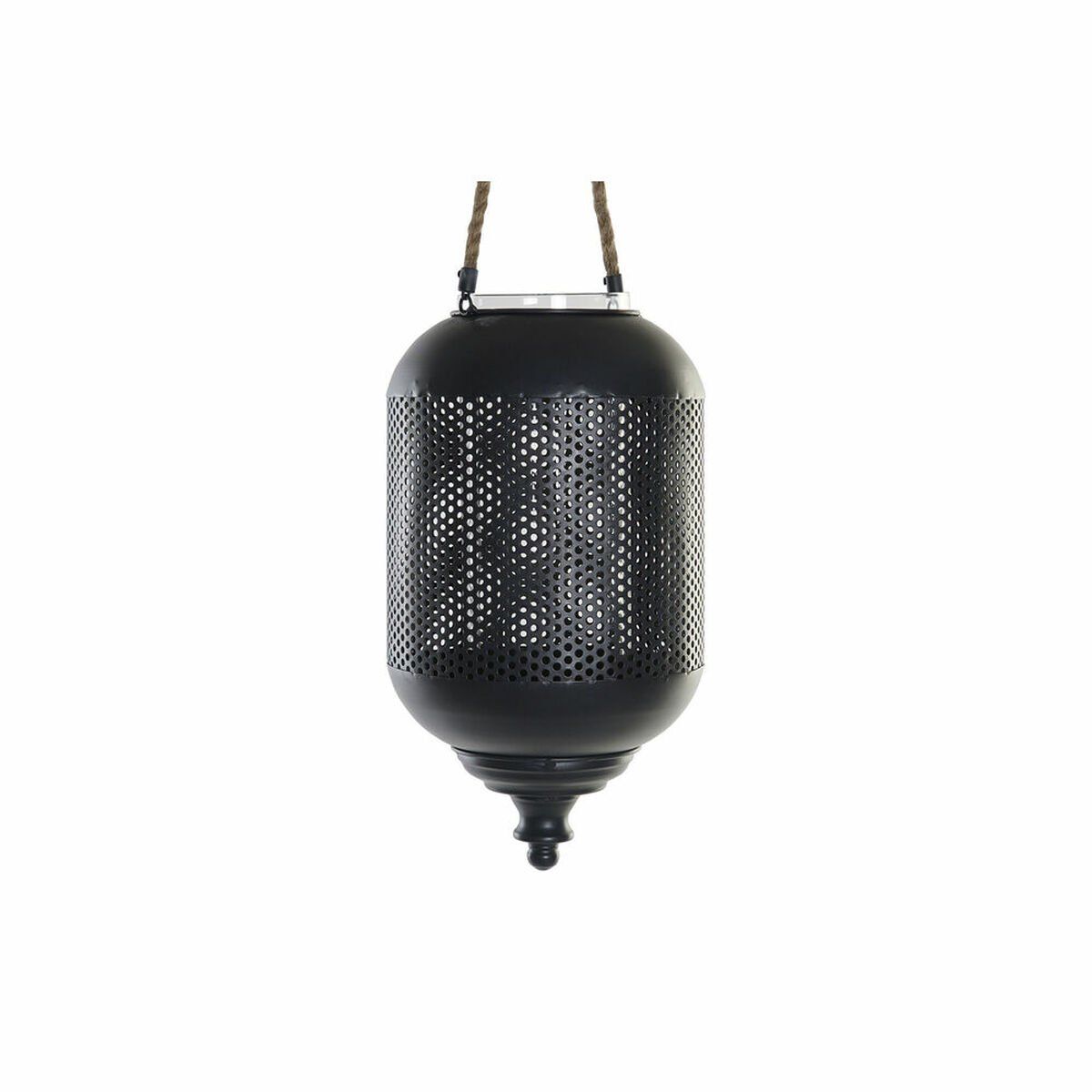 Farol DKD Home Decor Marrón Negro Metal Cristal Cuerda Loft 22 x 22 x 43 cm