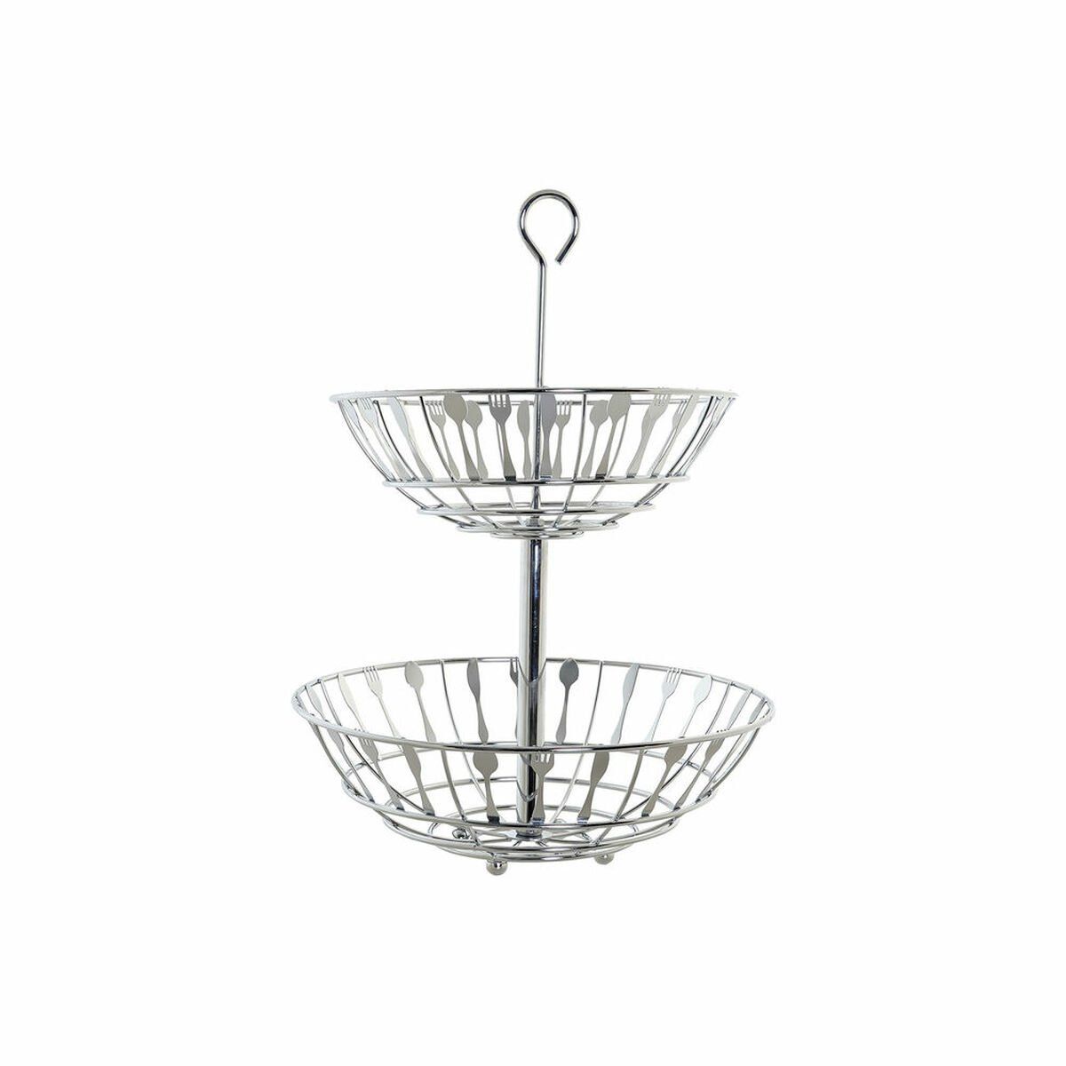 Frutero DKD Home Decor Plateado Metal Plástico 28 x 28 x 40 cm