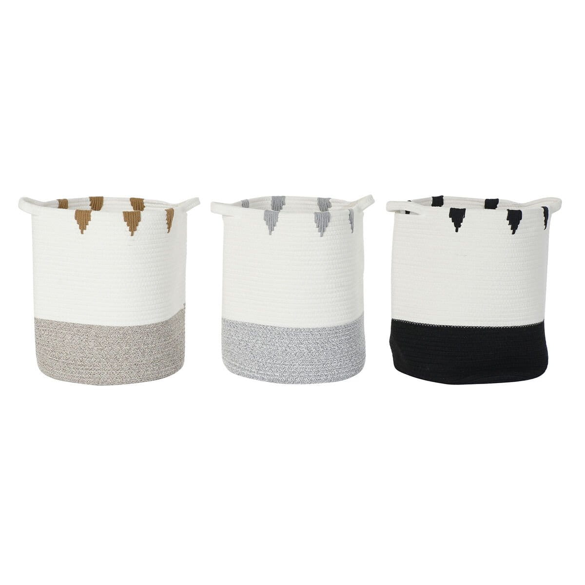Juego de Cestos DKD Home Decor Blanco Negro Gris Mostaza (3 Unidades)