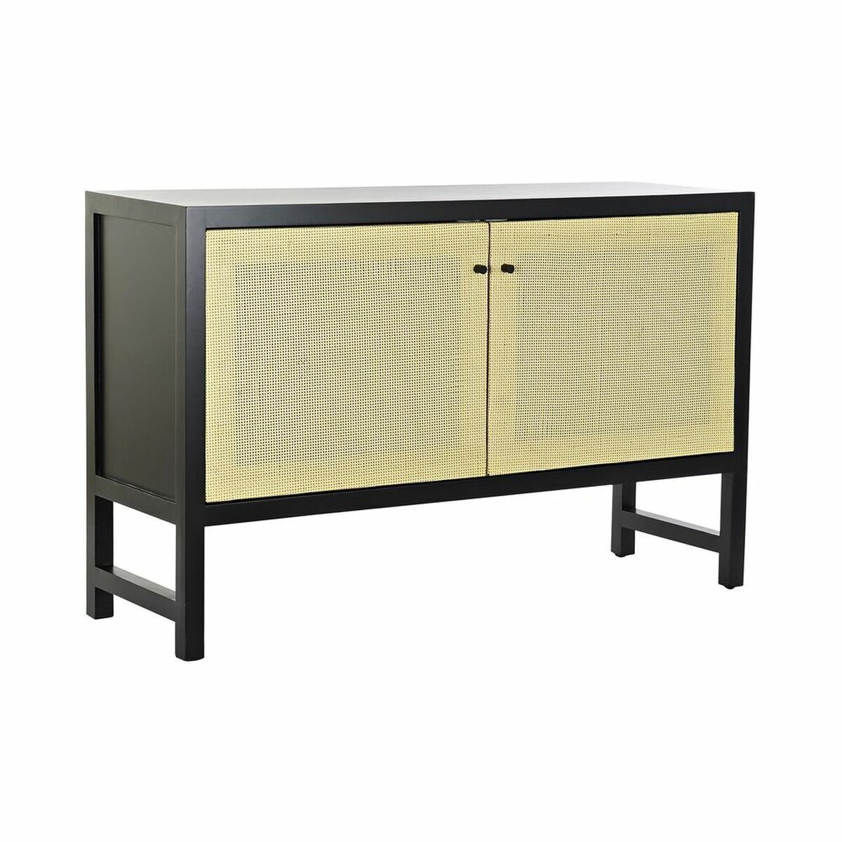 Aparador DKD Home Decor Negro Natural Ratán Abeto 120 x 38 x 76 cm