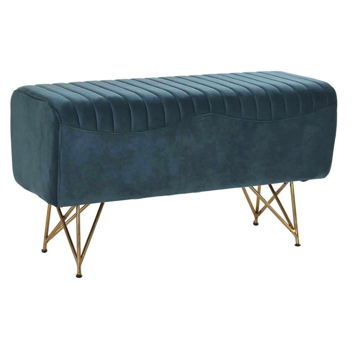 Banqueta DKD Home Decor Turquesa Poliéster Metal Aluminio 90 x 31 x 47 cm