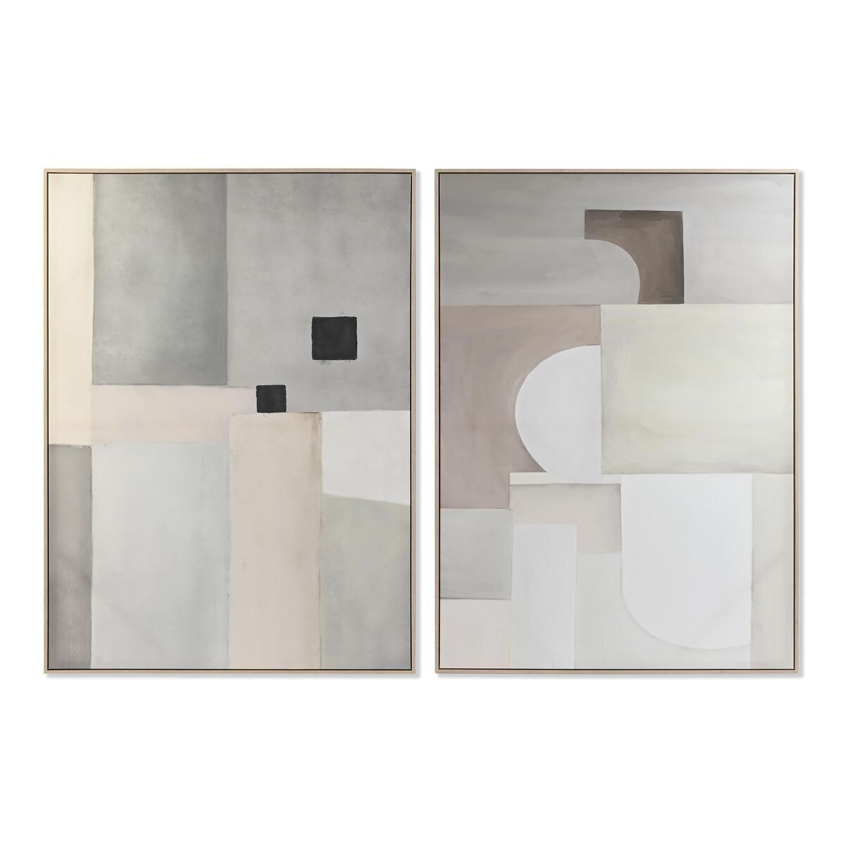 Lienzo DKD Home Decor Beige Gris Abstracto Urbano 100 x 4 x 140 cm (2 Unidades)