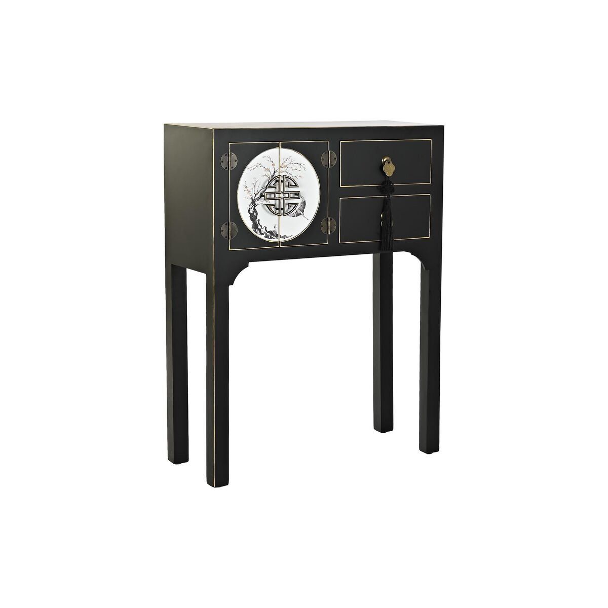 Recibidor DKD Home Decor Blanco Negro Dorado 63 x 28 x 83 cm
