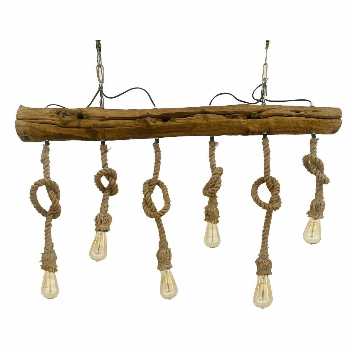 Lámpara de Techo DKD Home Decor Marrón Cuerda Acacia 50 W 140 x 12 x 12 cm 118 x 15 x 86 cm