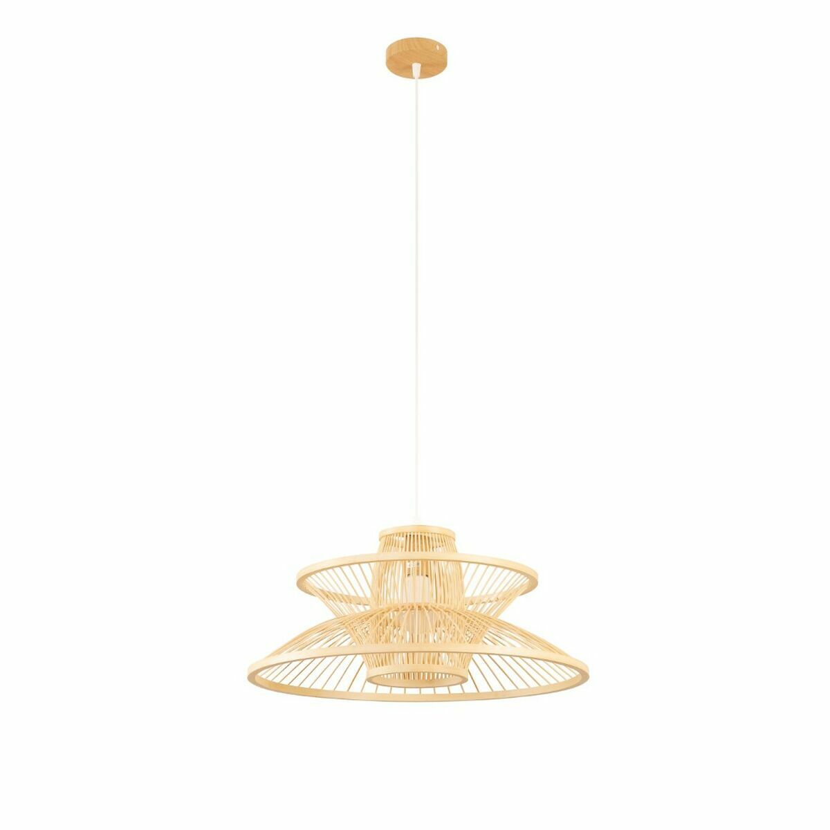 Lámpara de Techo DKD Home Decor 50 x 50 x 22 cm Marrón claro Bambú 50 W