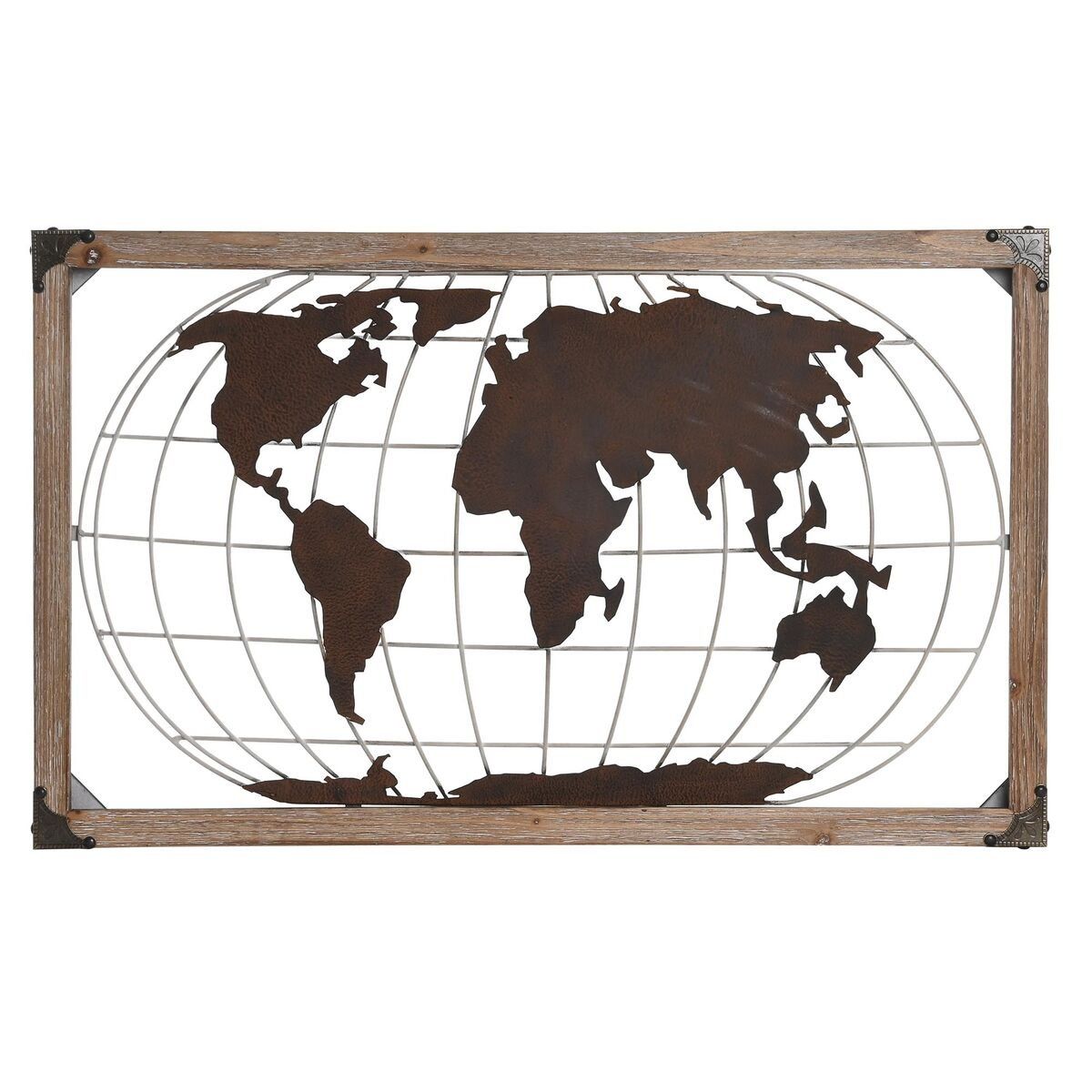Figura Decorativa DKD Home Decor Natural Metal Cobre Pino Mapamundi (75 x 6 x 46 cm)