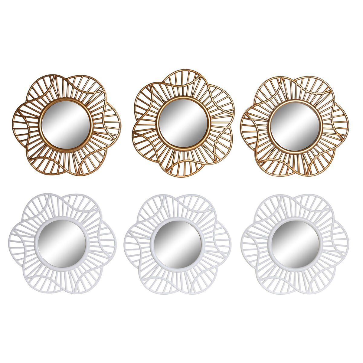 Juego de Espejos DKD Home Decor Cristal Dorado Blanco Polipropileno (25 x 2 x 25 cm) (2 Unidades)