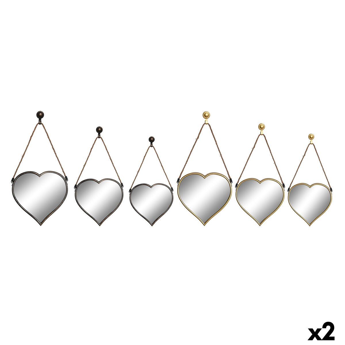 Juego de Espejos DKD Home Decor Scandi Cristal Negro Dorado Polipropileno (26 x 3 x 26 cm) (2 Unidades)