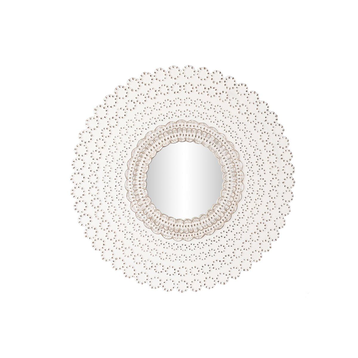 Espejo de pared DKD Home Decor Blanco Natural Indio Decapé 120 x 2,5 x 120 cm