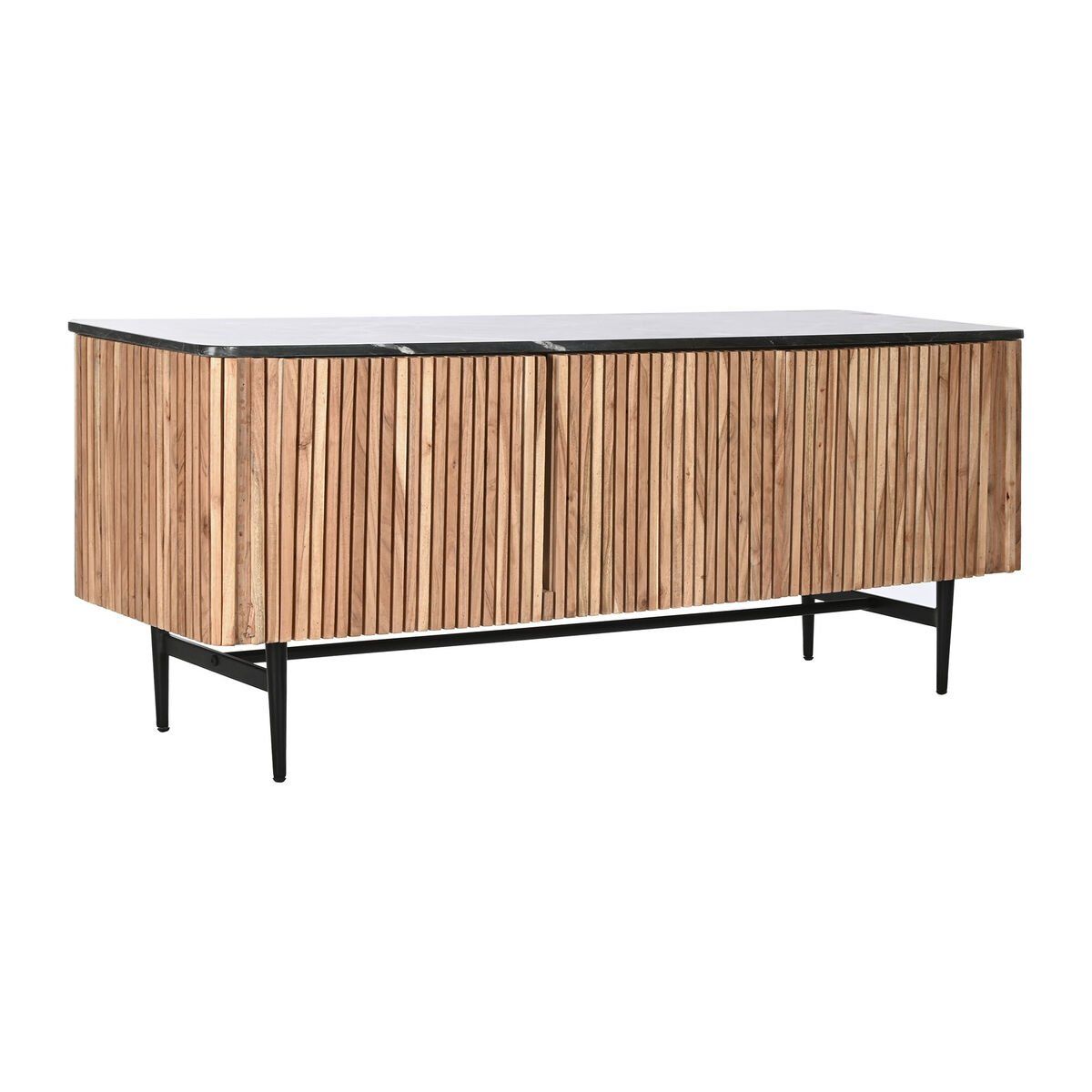 Mueble de TV DKD Home Decor Marrón Negro Natural Mármol Acacia 145 x 45 x 60 cm