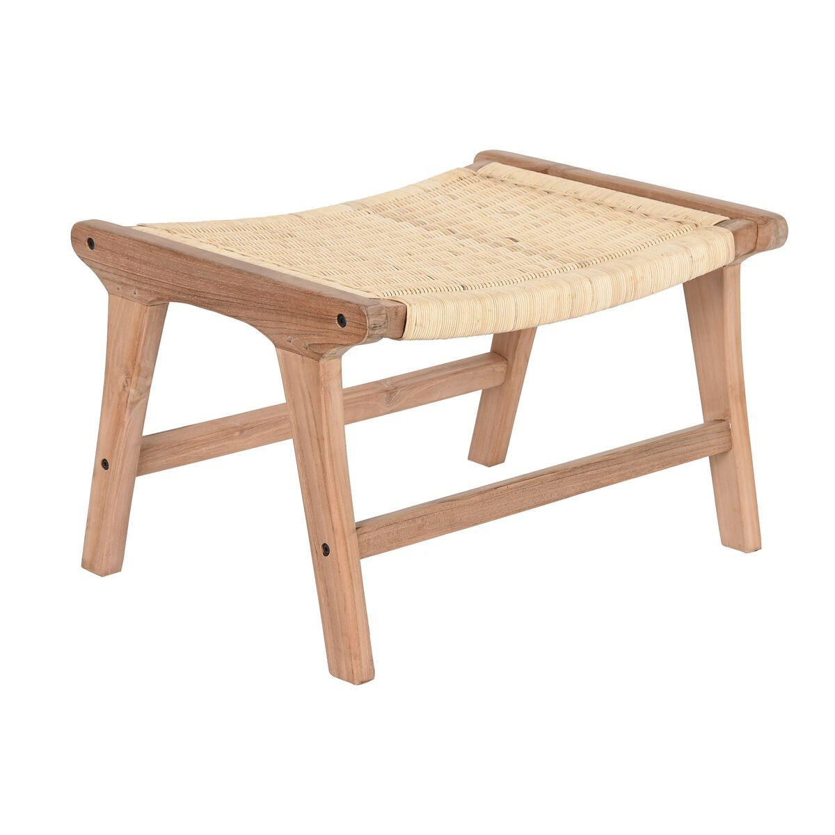Banqueta DKD Home Decor Blanco Marrón Beige Teca 65 x 47 x 40 cm