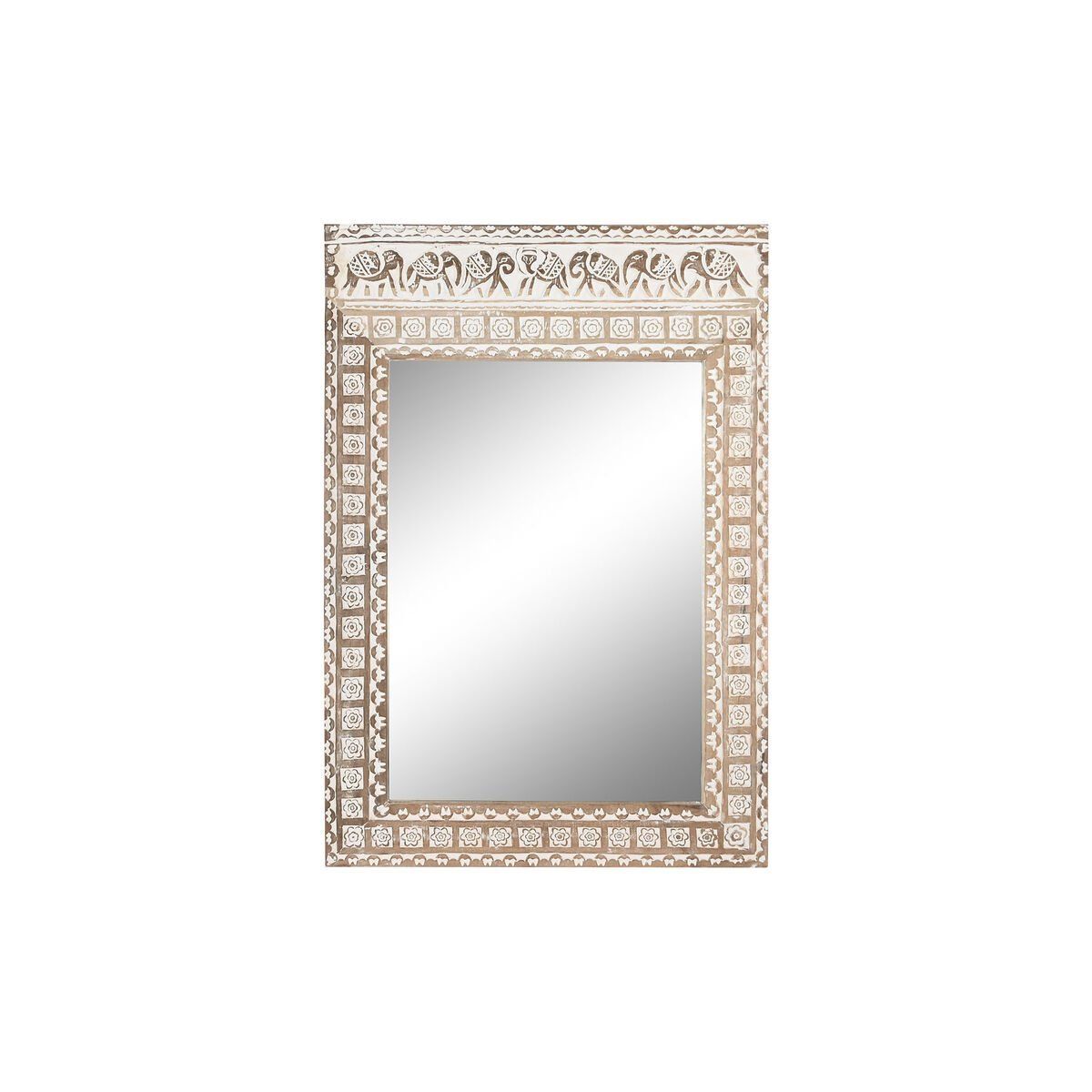 Espejo de pared Home ESPRIT Blanco Natural Elefante Indio 83 x 4 x 121 cm