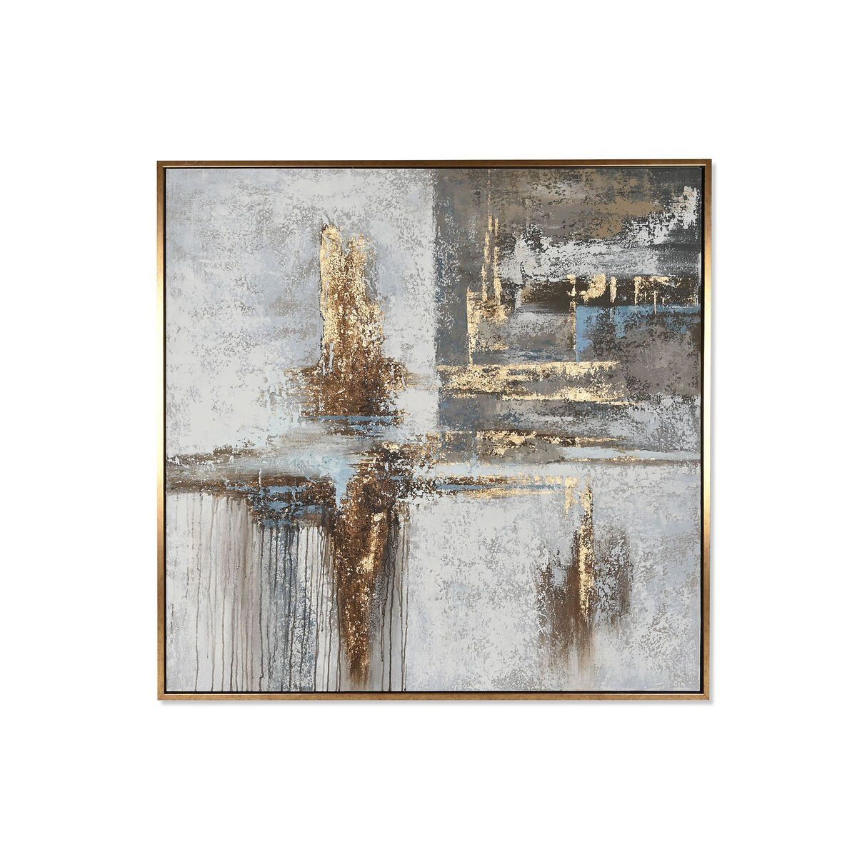 Lienzo Home ESPRIT Gris Dorado Abstracto Moderno 131 x 4 x 131 cm