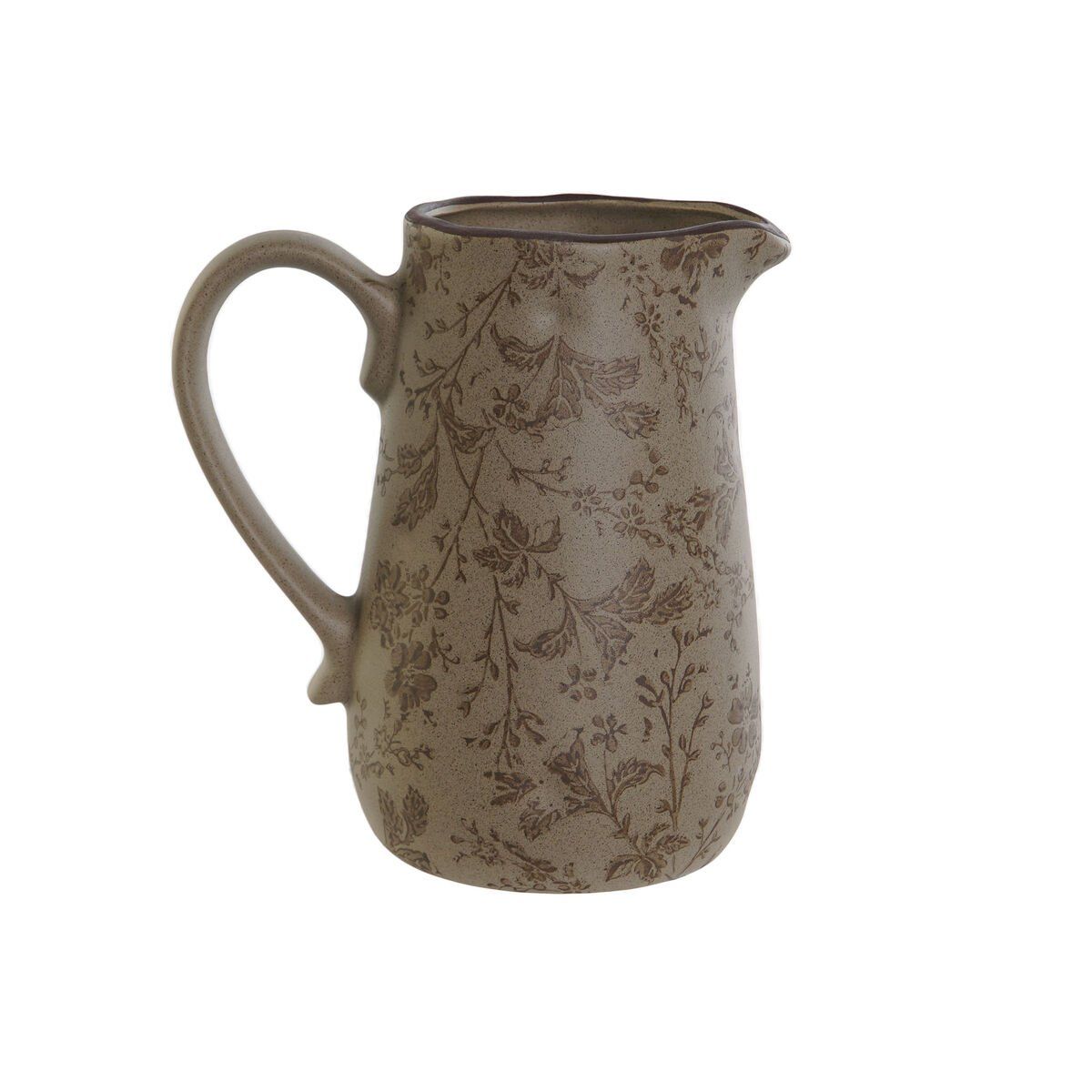 Jarra Home ESPRIT Marrón Verde Gres Hoja de planta Shabby Chic