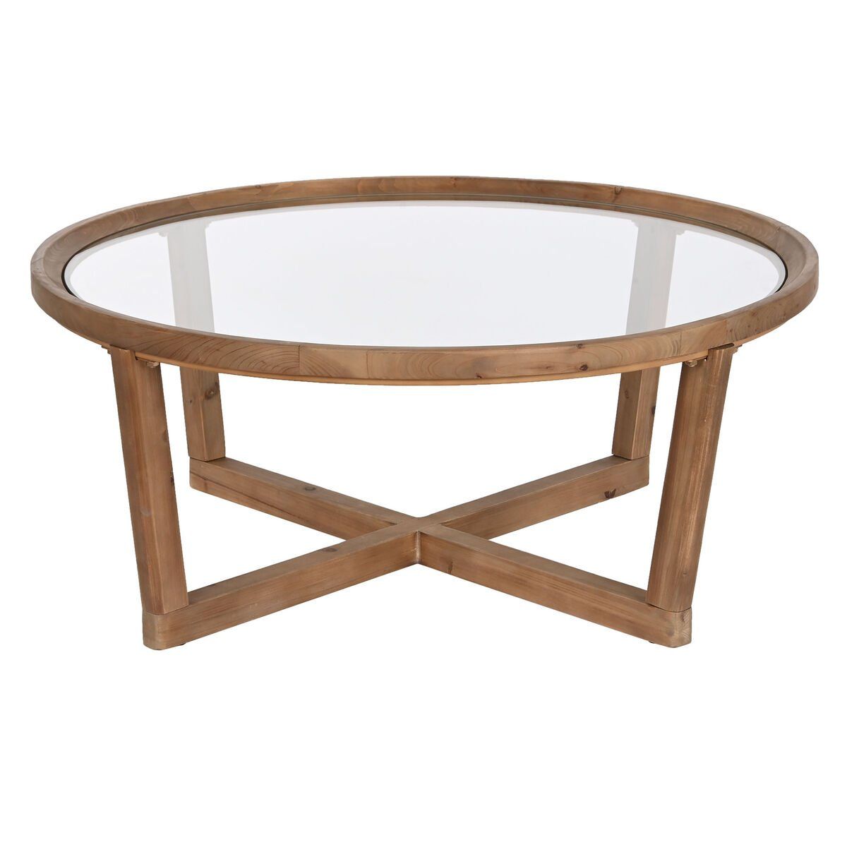 Mesa de Centro Home ESPRIT Cristal Abeto 100 x 100 x 43 cm