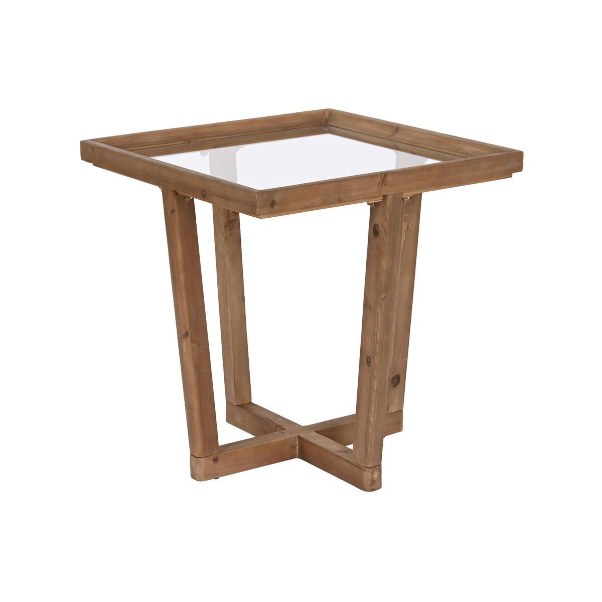 Mesa auxiliar Home ESPRIT Marrón Cristal Abeto 58 x 58 x 60 cm