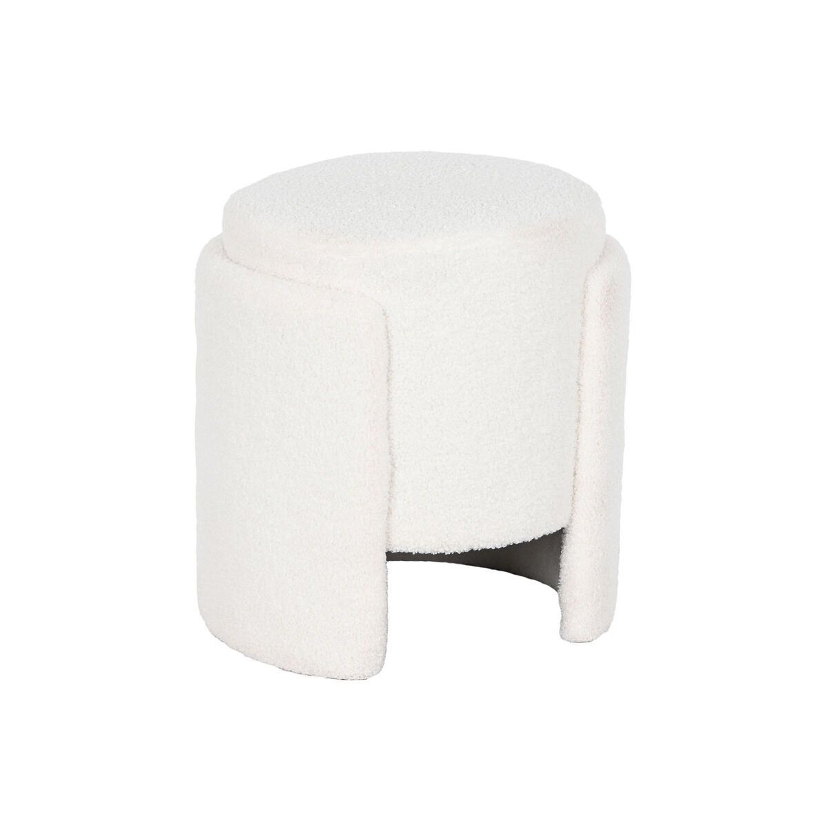 Reposapiés Home ESPRIT Blanco Poliéster Madera MDF Scandi 40 x 40 x 43 cm