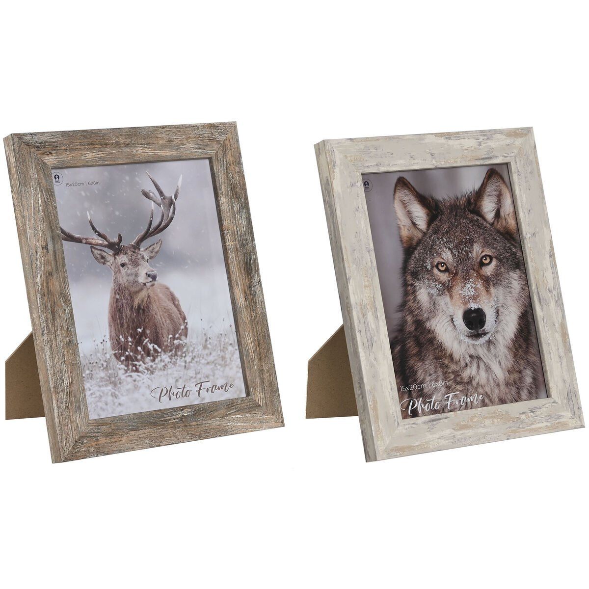 Marco de Fotos Home ESPRIT Blanco Natural Cristal Poliestireno Escandinavo 19,5 x 2 x 24,5 cm (2 Unidades)
