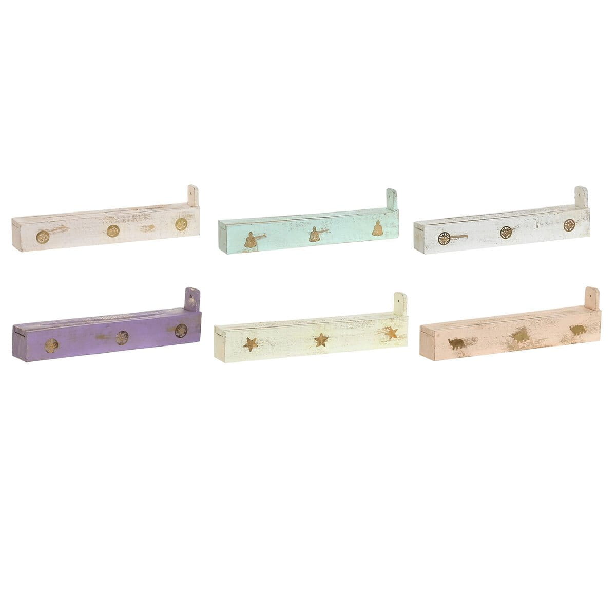 Quemador de esencias Home ESPRIT Madera 24 x 4 x 6 cm (12 Piezas) (6 Unidades)