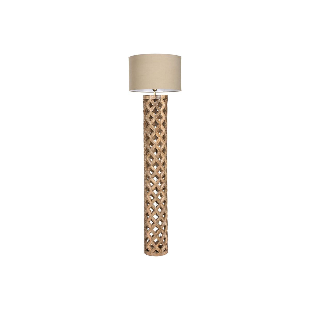 Lámpara de Pie Home ESPRIT Beige Natural Madera de mango 220 V 41,5 x 41,5 x 158 cm