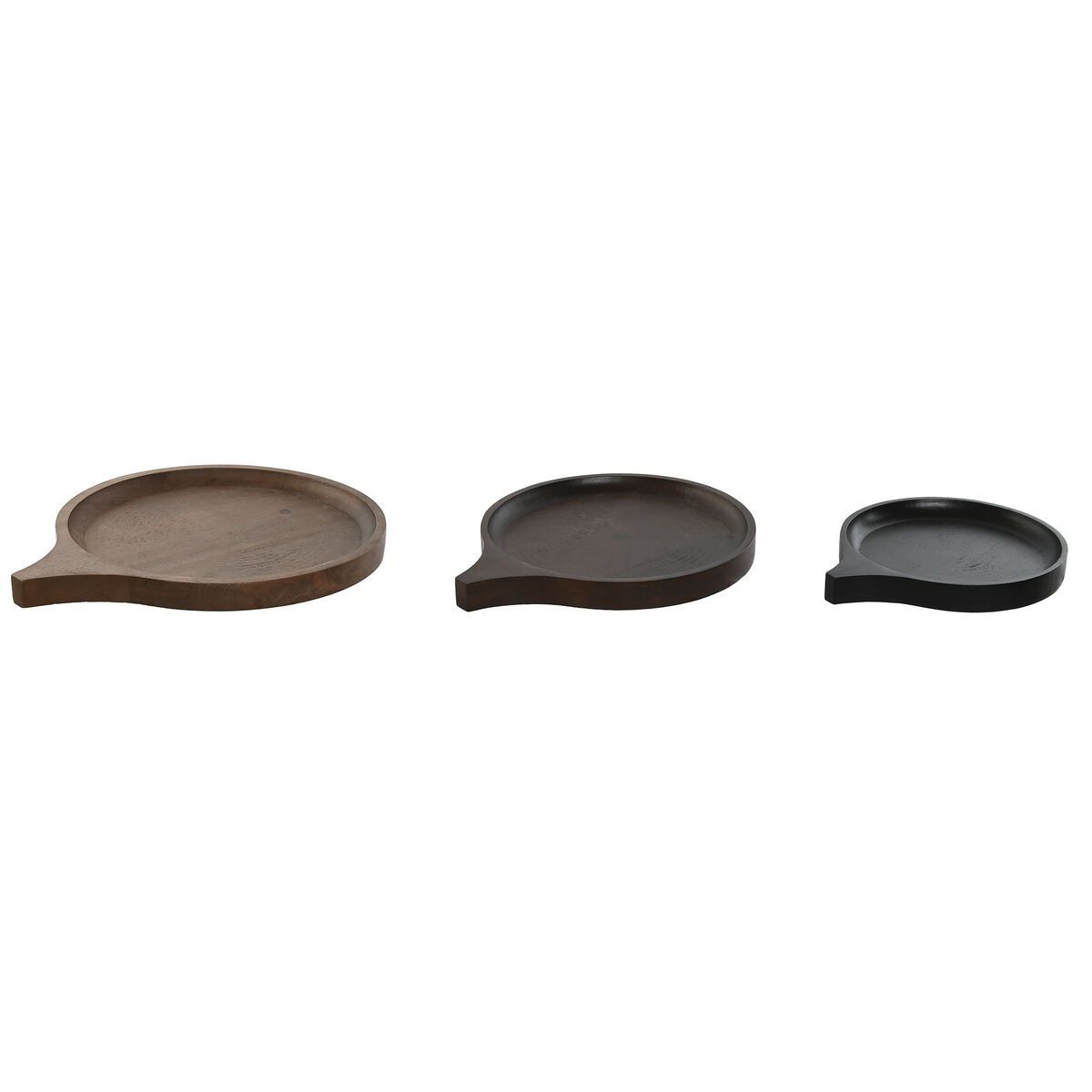 Centro de Mesa Home ESPRIT Marrón Negro Marrón claro Madera de mango 37 x 31 x 2,7 cm (3 Piezas)
