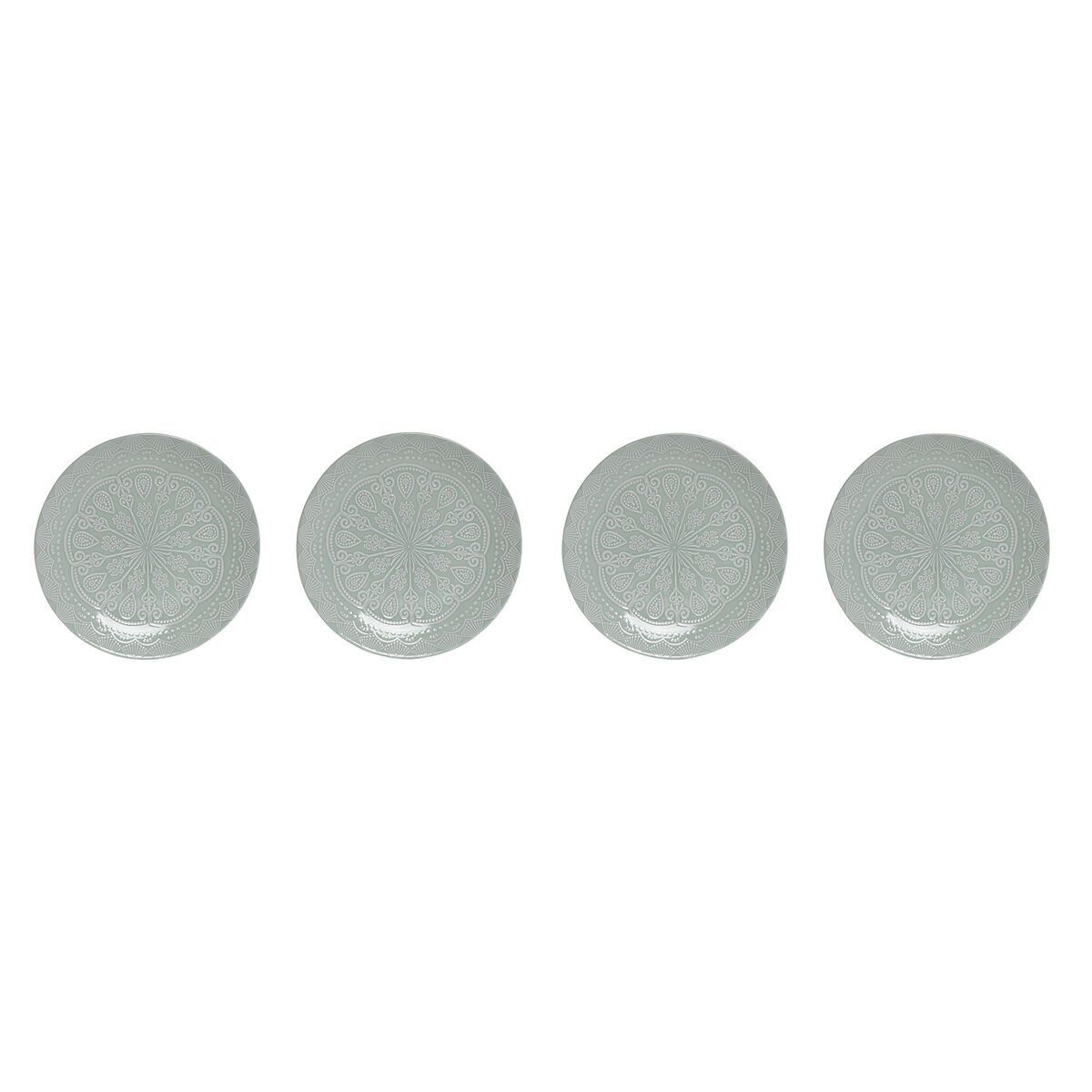 Set de Platos Home ESPRIT Verde Gres Mandala Árabe 27 x 27 x 2,5 cm