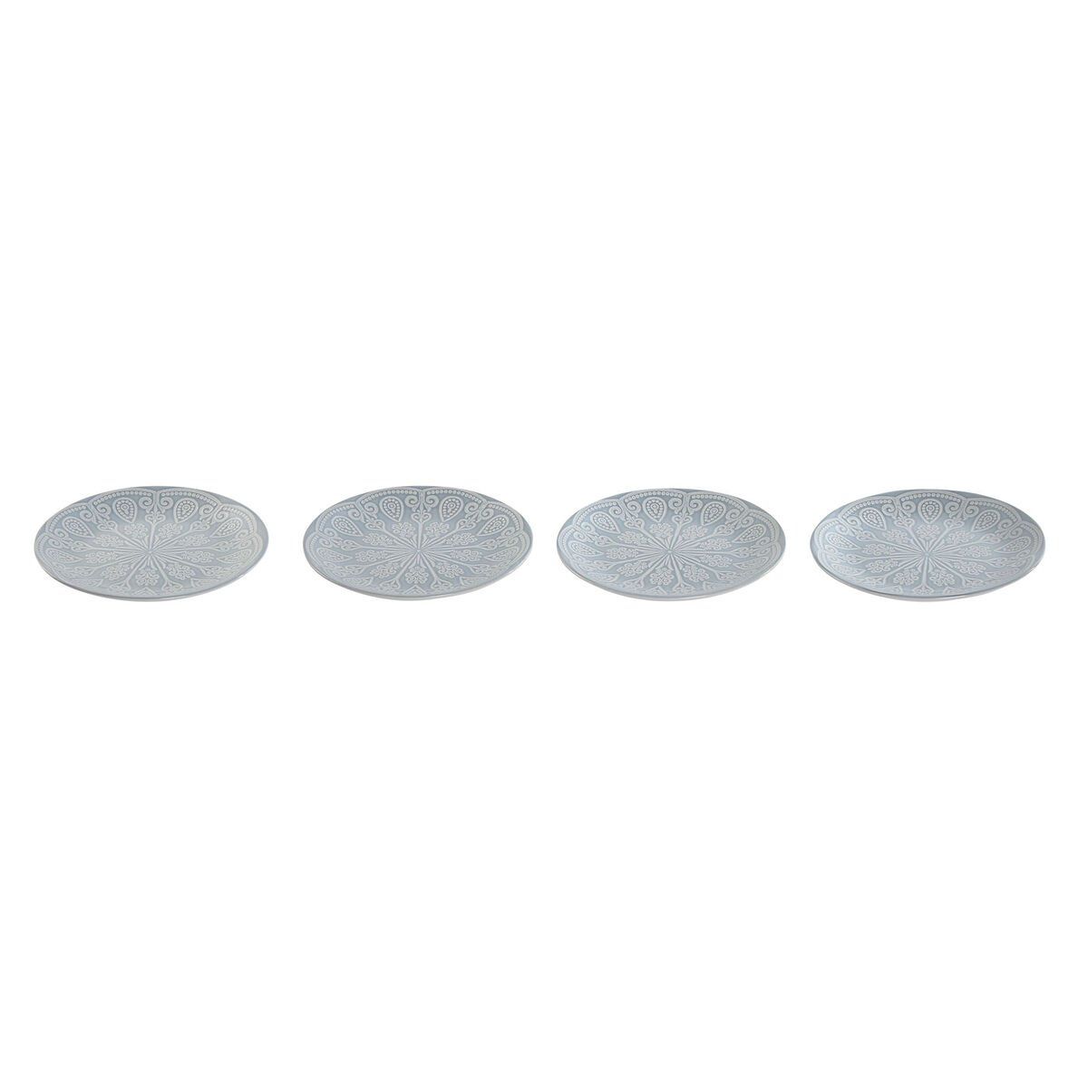 Set de Platos Home ESPRIT Azul Gres Mandala Árabe 19,5 x 19,5 x 2 cm