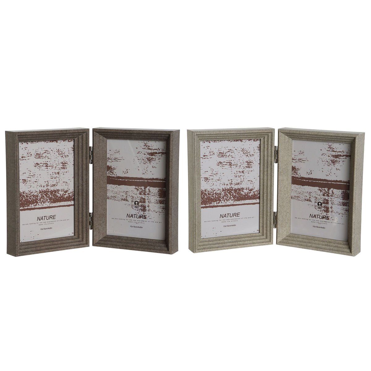 Marco de Fotos Home ESPRIT Marrón Beige Cristal Poliestireno Urbano 25 x 3 x 18 cm (2 Unidades)